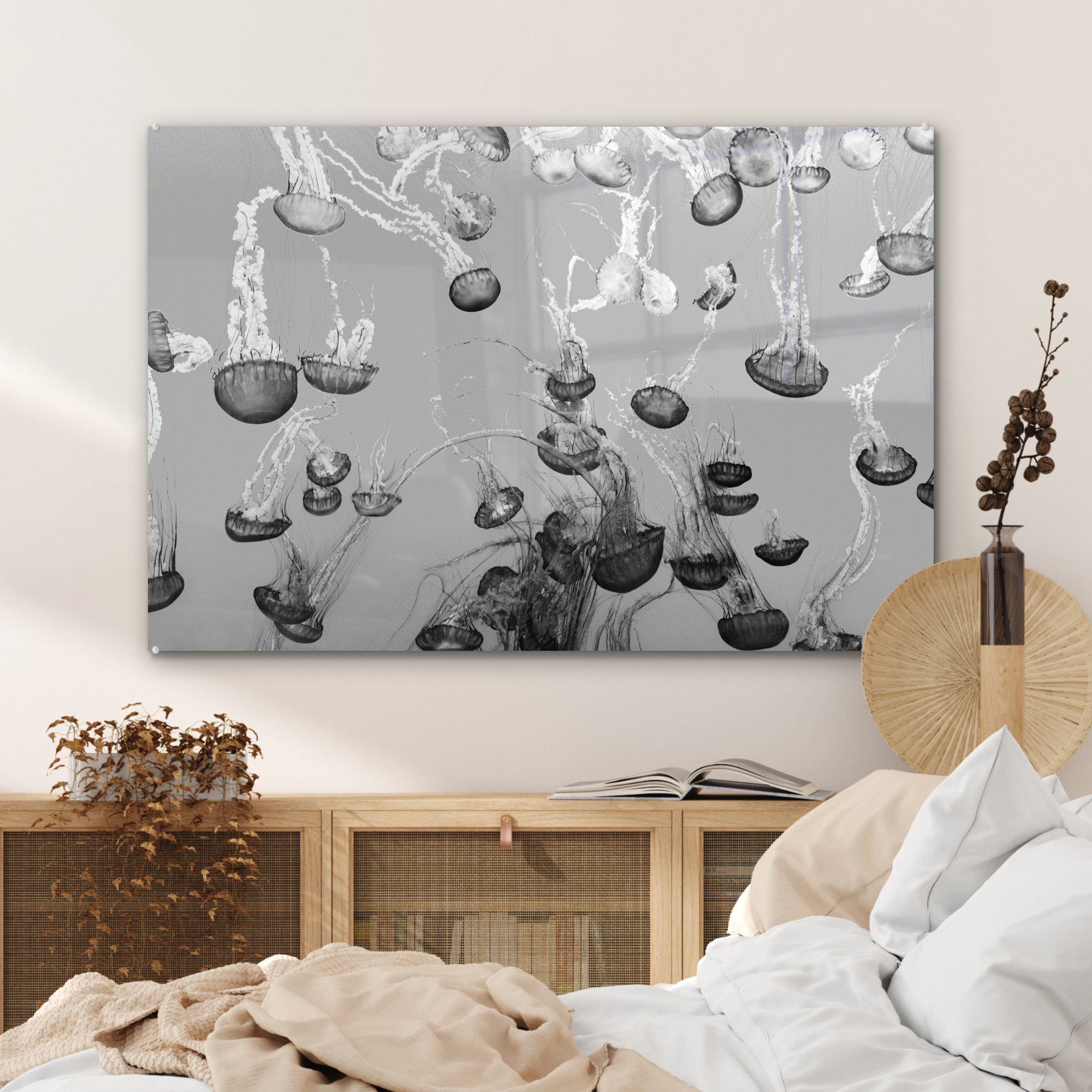 Qualle - MuchoWow Weiß, & Acrylglasbild (1 Acrylglasbilder Meer - Wohnzimmer Schwarz St), Schlafzimmer -