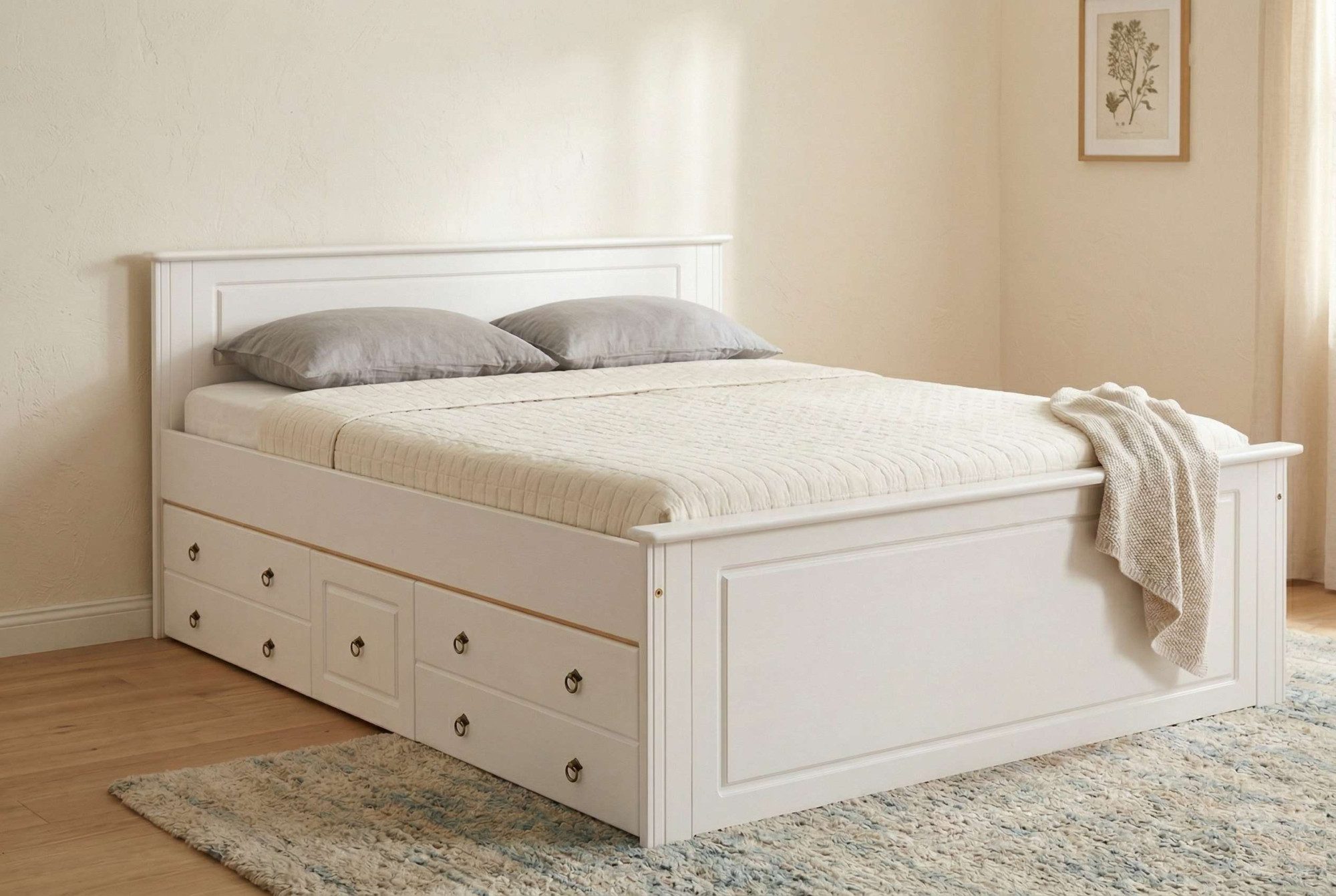 OTTO home Massivholzbett Hugo, FSC® zertifiziert, Landhausstil, zeitlos und edel (auch als Super Sparset inklusive Schubkästen), Stauraumbett, extra belastbar, Made in EU, viele Breiten