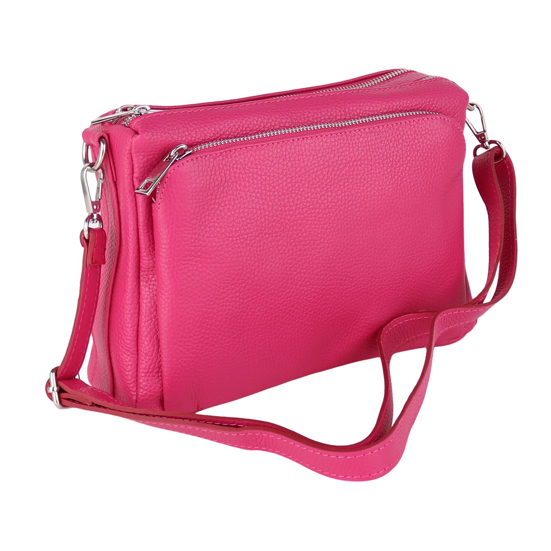 MIRROSI Umhängetasche Damen, Echtleder, Leder, Made in Italy, Mittelgroß, (Schultertasche für jeden Anlass (1 Tasche mit 1 oder 2 Gurte), 27x19x10cm, Drei Hauptfächer mit Reißverschluss), Crossbody Bag, Schwarz, gemusterten& verstellbaren Schulterriemen