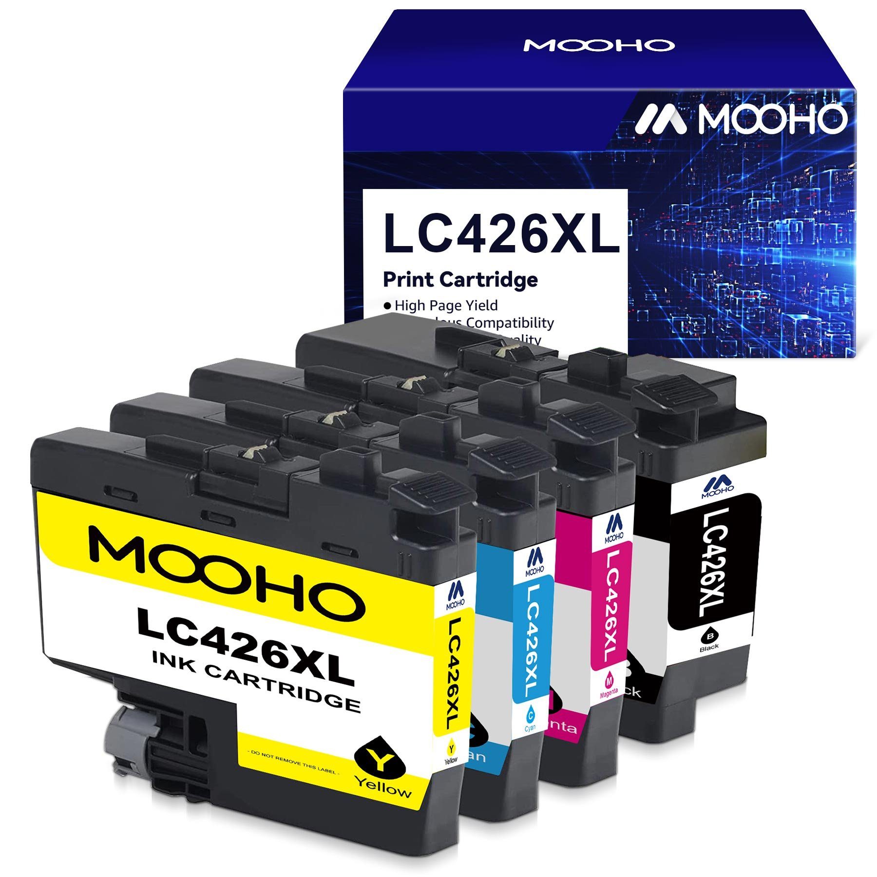 MOOHO 4er-pack ersetzt Brother LC426 XXL LC 426XL Tintenpatrone (MFC-J4335 DW MFC-J4340 DW MFC-J4340 DWE Ecopro MFC-J4540 DW MFC-J4540 DWT, MFC-J4540 DW XL MFC-J 4540 Series Mini 19 Biz-Step) | Tintenpatronen