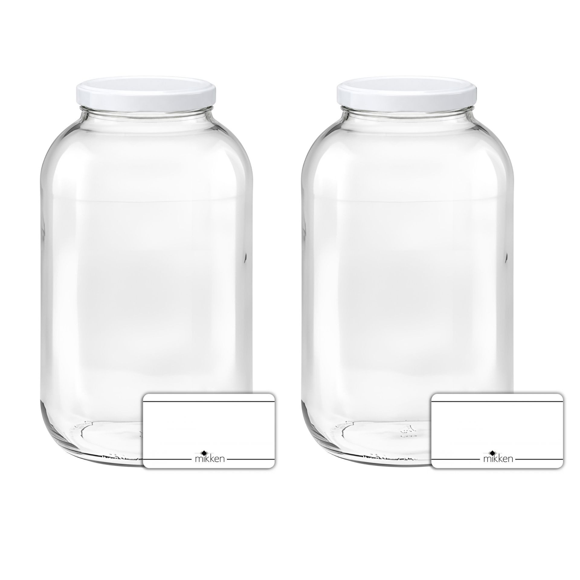mikken Einmachglas XL Vorratsgläser 4250 ml - 2 große Einmachgläser, (Spar-Set, 2er Set Einmachgläser), mit Twist-Off Deckel TO100 und 2 Etiketten zum Beschriften