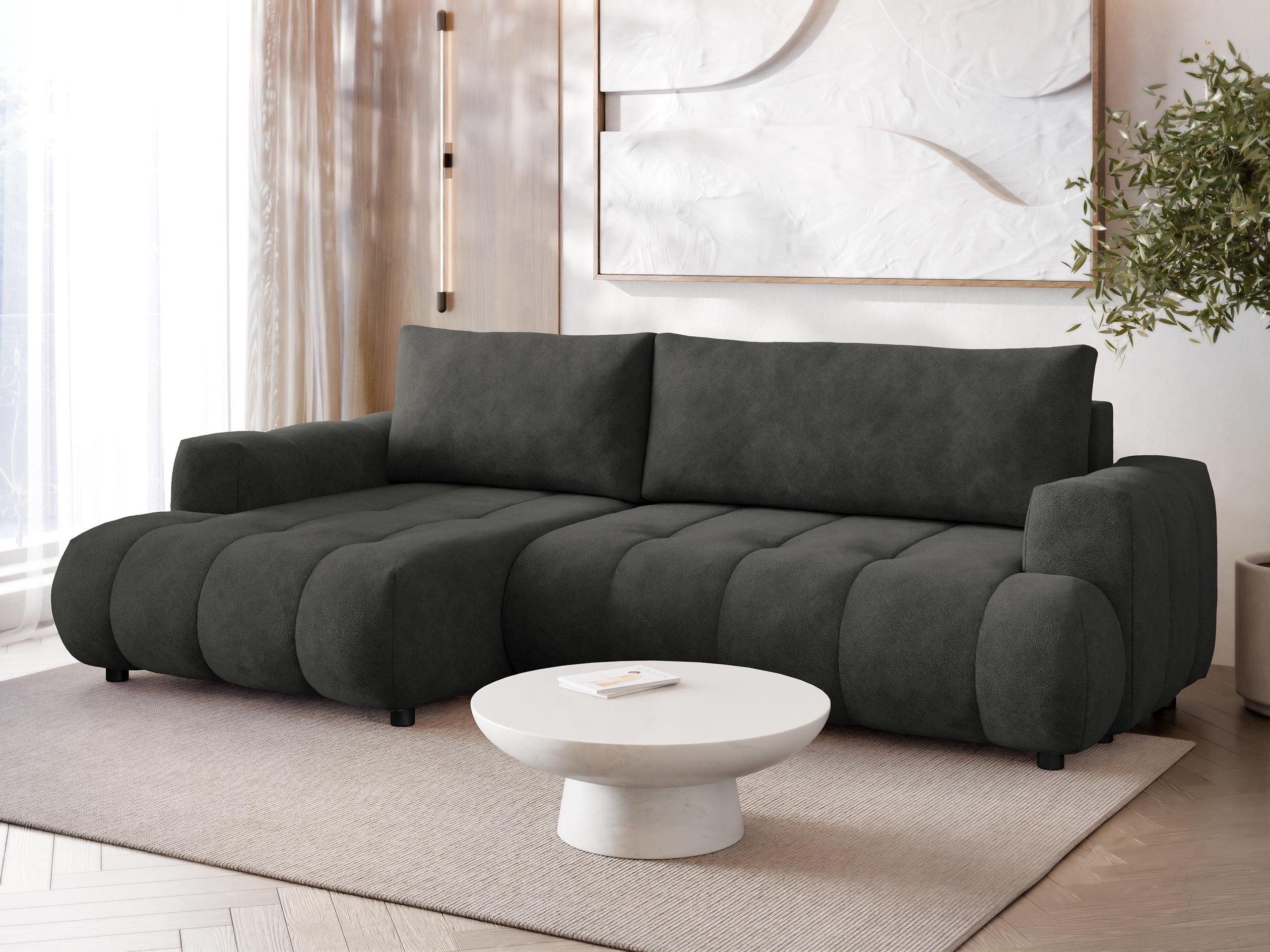 MIRJAN24 Ecksofa Haiti, mit Bettkasten und Schlaffunktion, Ausziehmechanismus DL, 276x156x90 cm