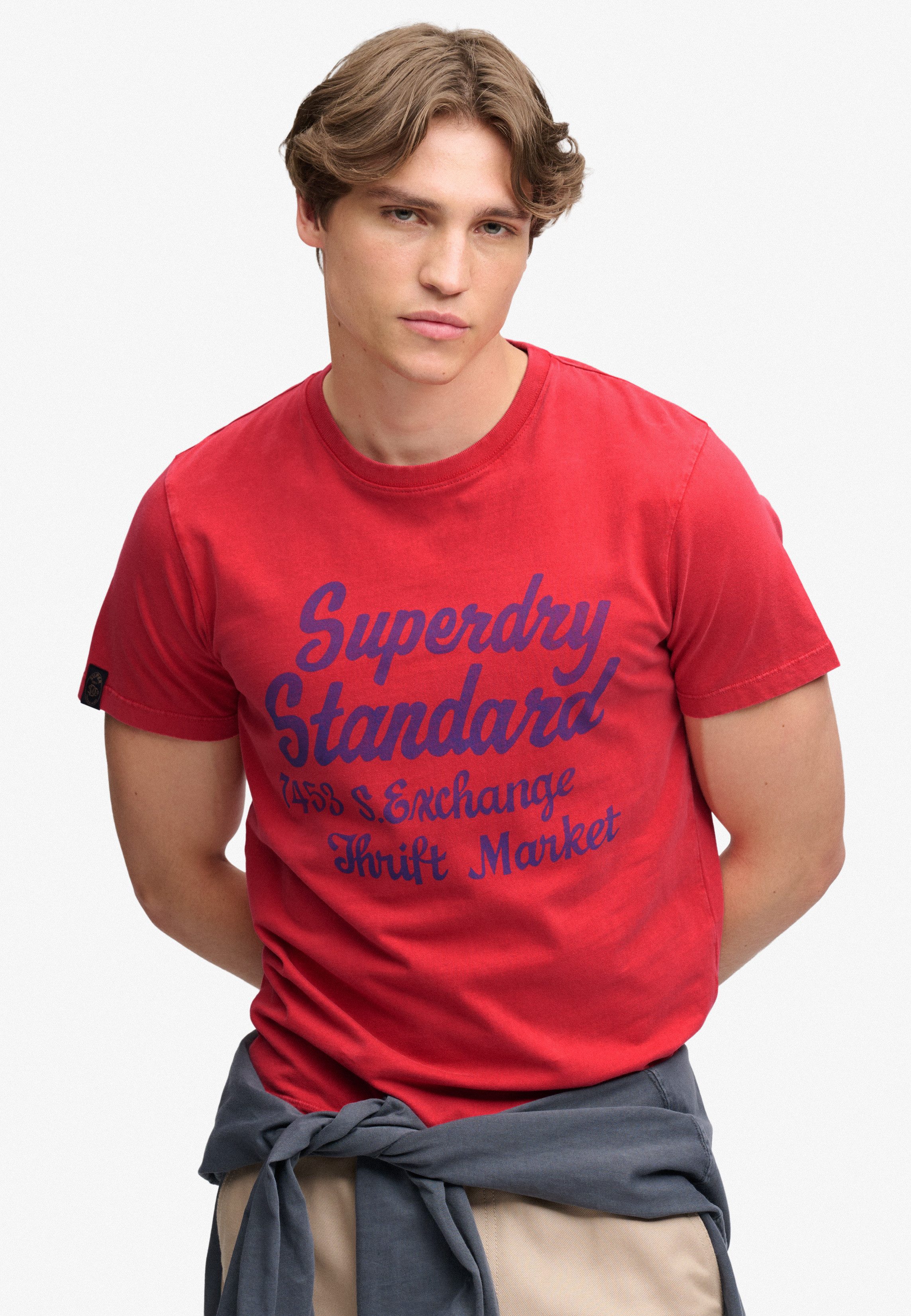Superdry Rundhalsshirt VINTAGE SCRIPT TEE Baumwolle, relaxed fit