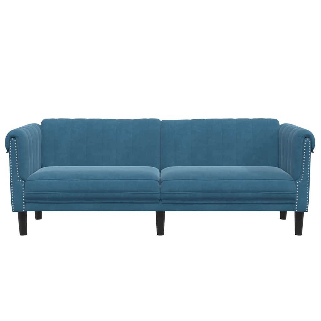 vidaXL Sofa Sofa 3-Sitzer Blau Samt, 1 Teile