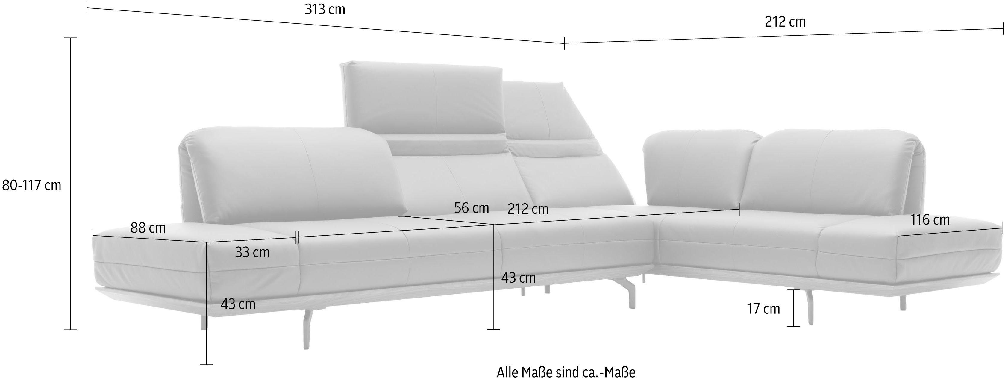 hs.420, cm Breite in 313 2 sofa in Natur Ecksofa Nußbaum, oder Eiche Holzrahmen hülsta Qualitäten,