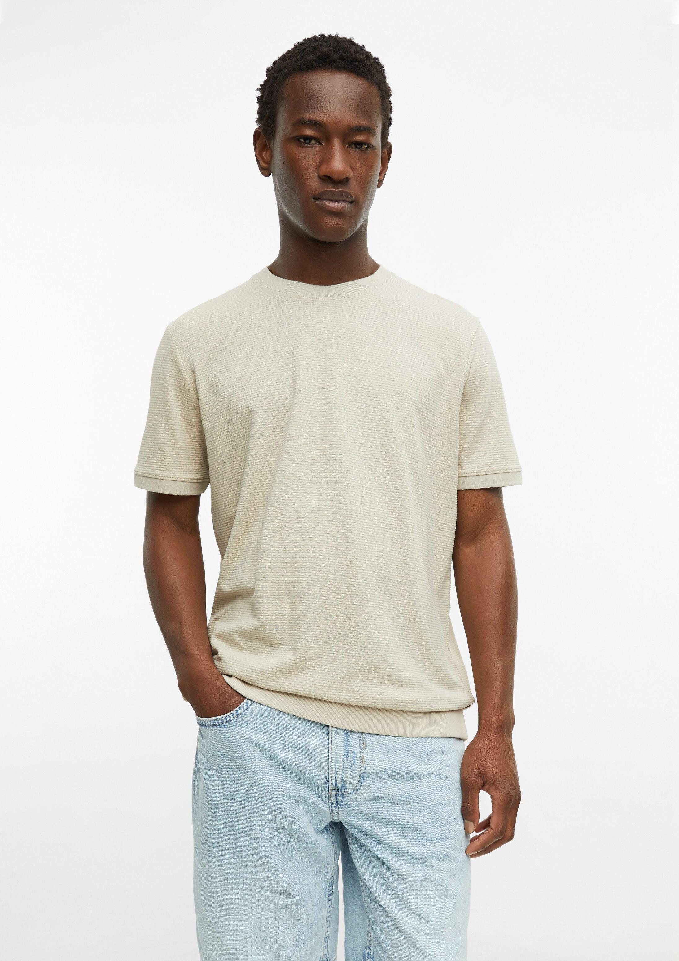 s.Oliver Kurzarmshirt T-Shirt Strukturiertes T-Shirt mit Bündchen