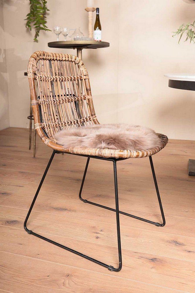 Rattanstuhl Stuhl Metallkufe ohne daslagerhaus living Armlehne mit