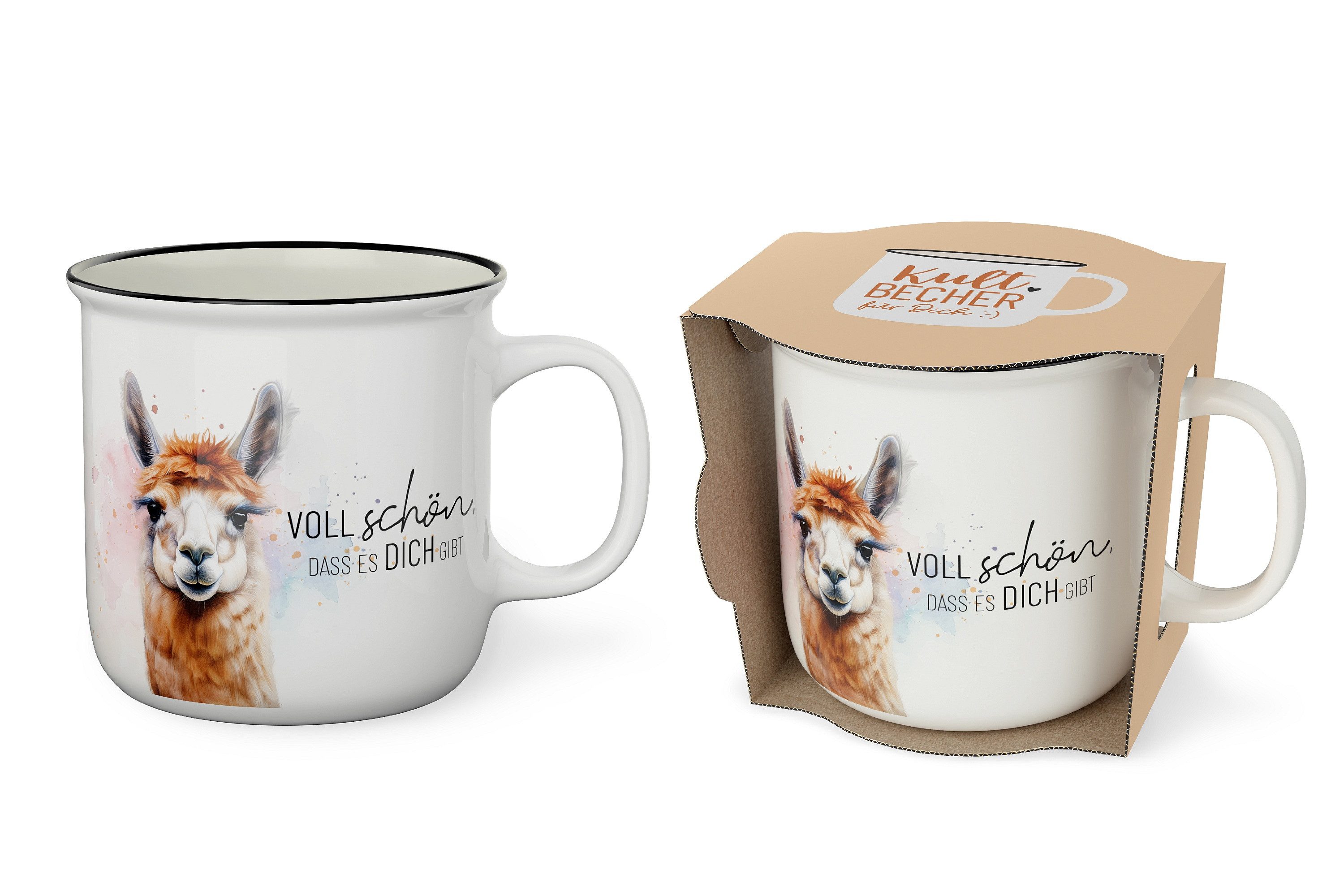 La Vida Tasse Kult-Becher Kaffeetasse Kaffee Tee Tasse 0,25l Geschenk la vida Lama, Material: Porzellan