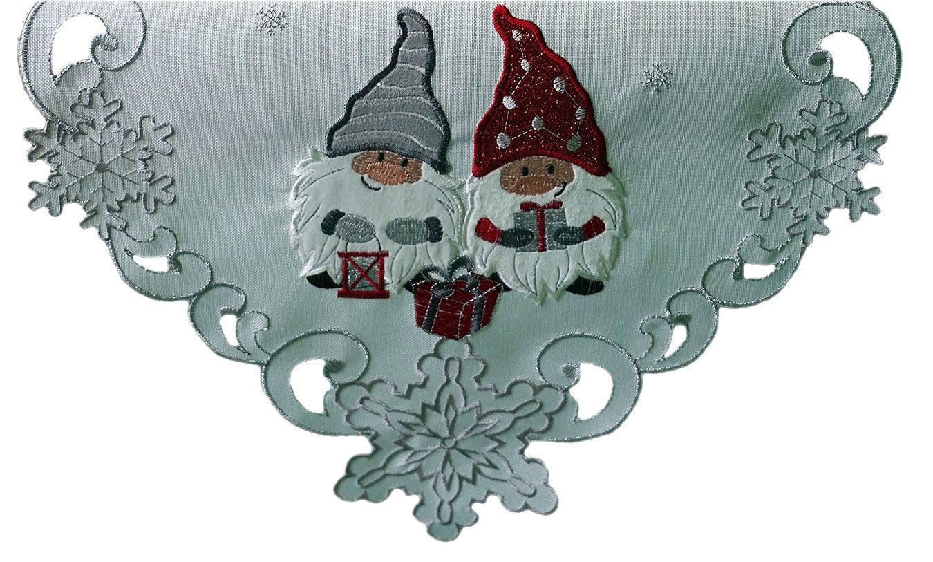 texpot Tischdecke Tischläufer Stickerei Wichtel Winter Weihnachten (1-tlg) – Bild 2 von 3