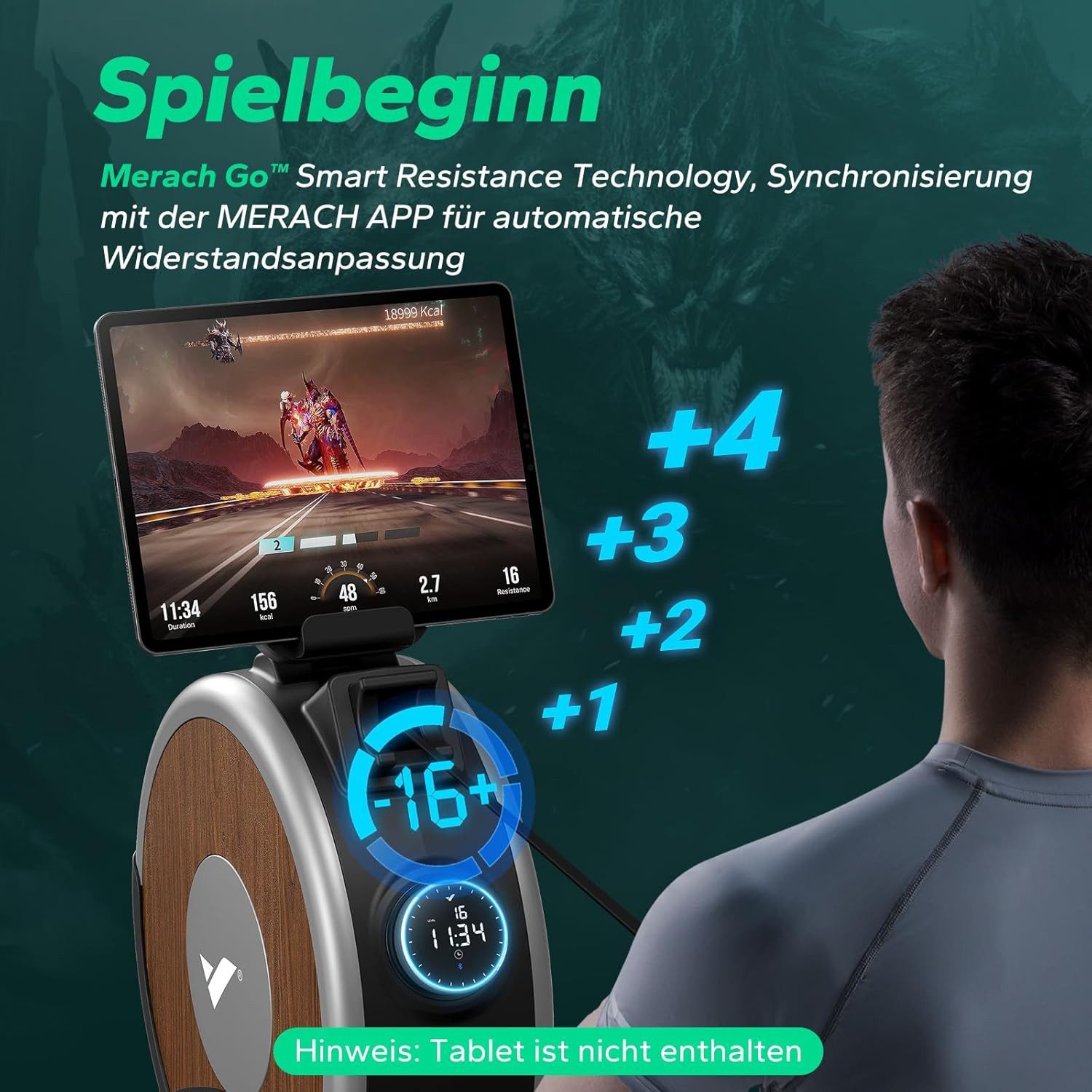 MERACH Rudermaschine Rudergeräte für zu Hause, Rudergerät mit Merach & Kinomap App (Selbstbetriebenes Power, 16 Widerstandsstufen, Bluetooth Monitor, Stabiles D – Bild 3 von 5
