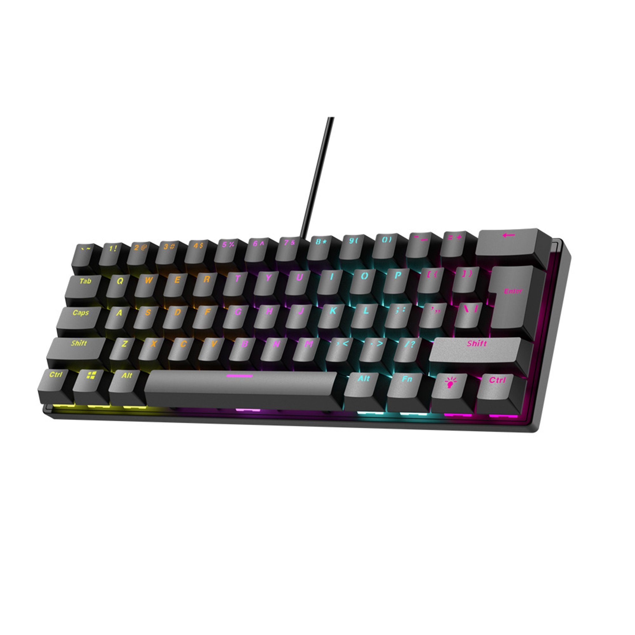 KINSI Mini-Tastatur,Mechanische Tastaturen,61 Tasten,12 Lichteffekte ergonomische Tastatur