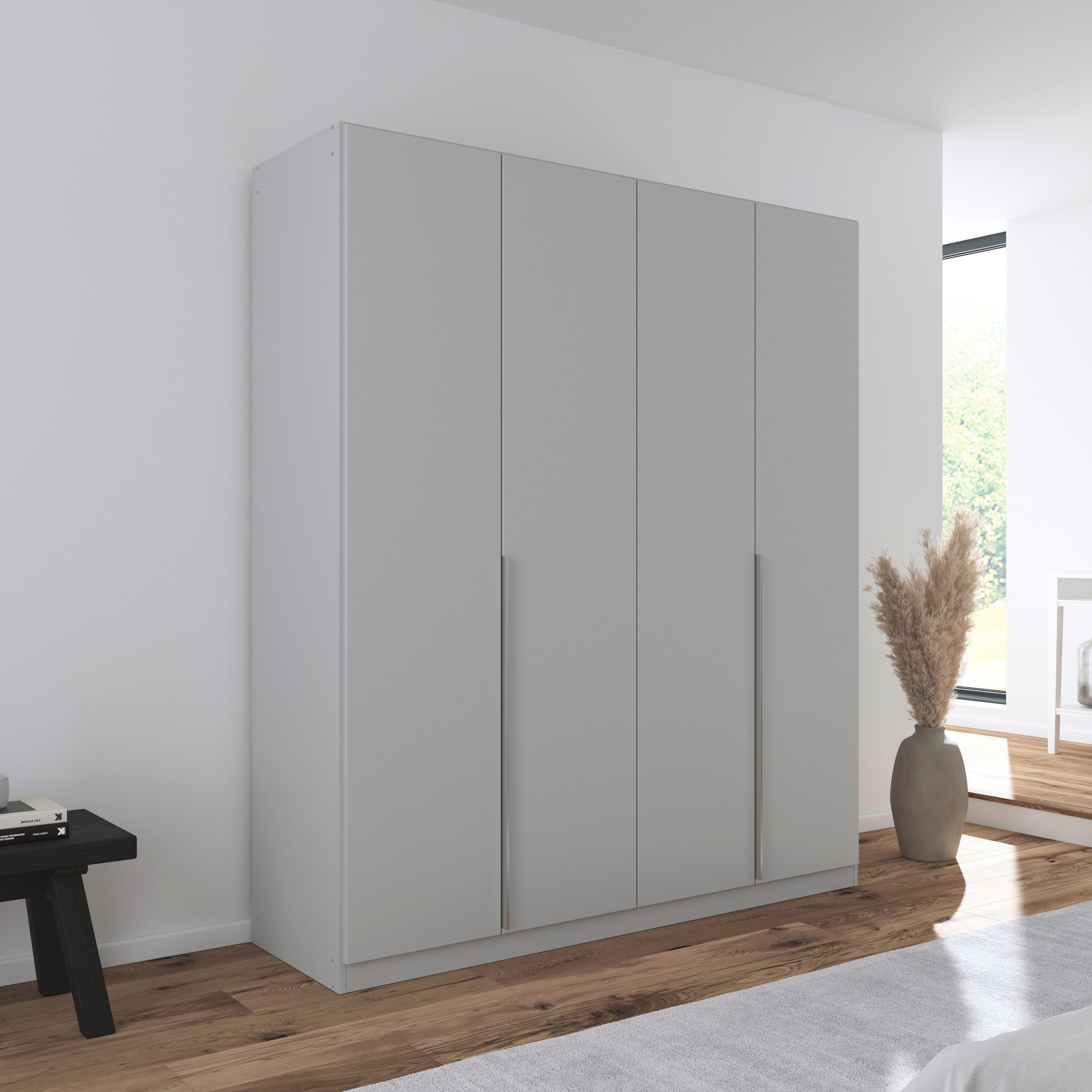 OTTO home Drehtürenschrank Kleiderschrank Schrank Garderobe AGORDO Schlafzimmer (in zwei Griff-Farben, Breiten 91-405 cm, Dekor- oder Hochglanzfront) durchdachte Innenausstattung, in 8 Breiten und 2 Höhen MADE IN GERMANY