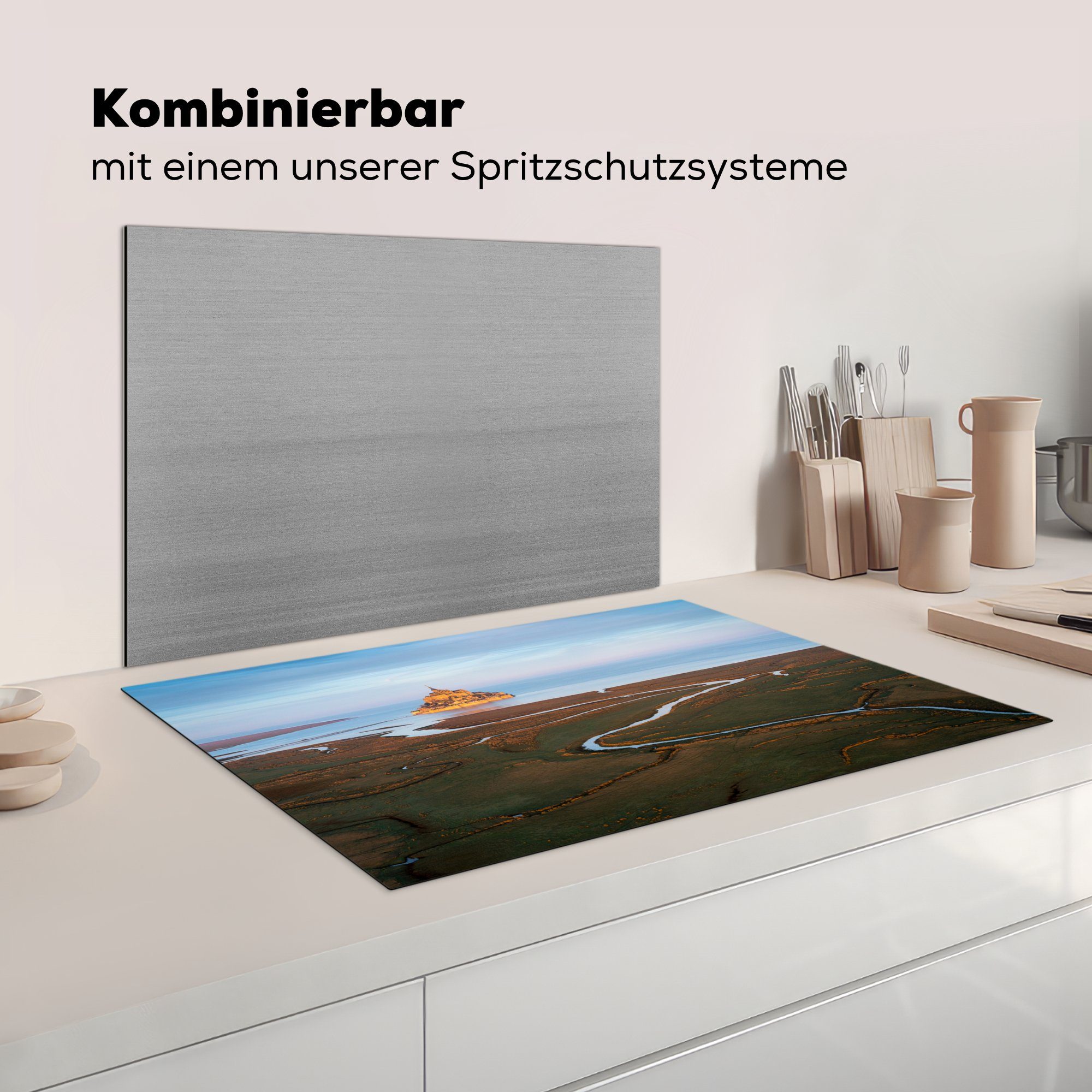 MuchoWow Herdblende-/Abdeckplatte Wasser Meer tlg), Vinyl, - Induktionskochfeld küche, Schutz 81x52 cm, die (1 für Frankreich, - Ceranfeldabdeckung