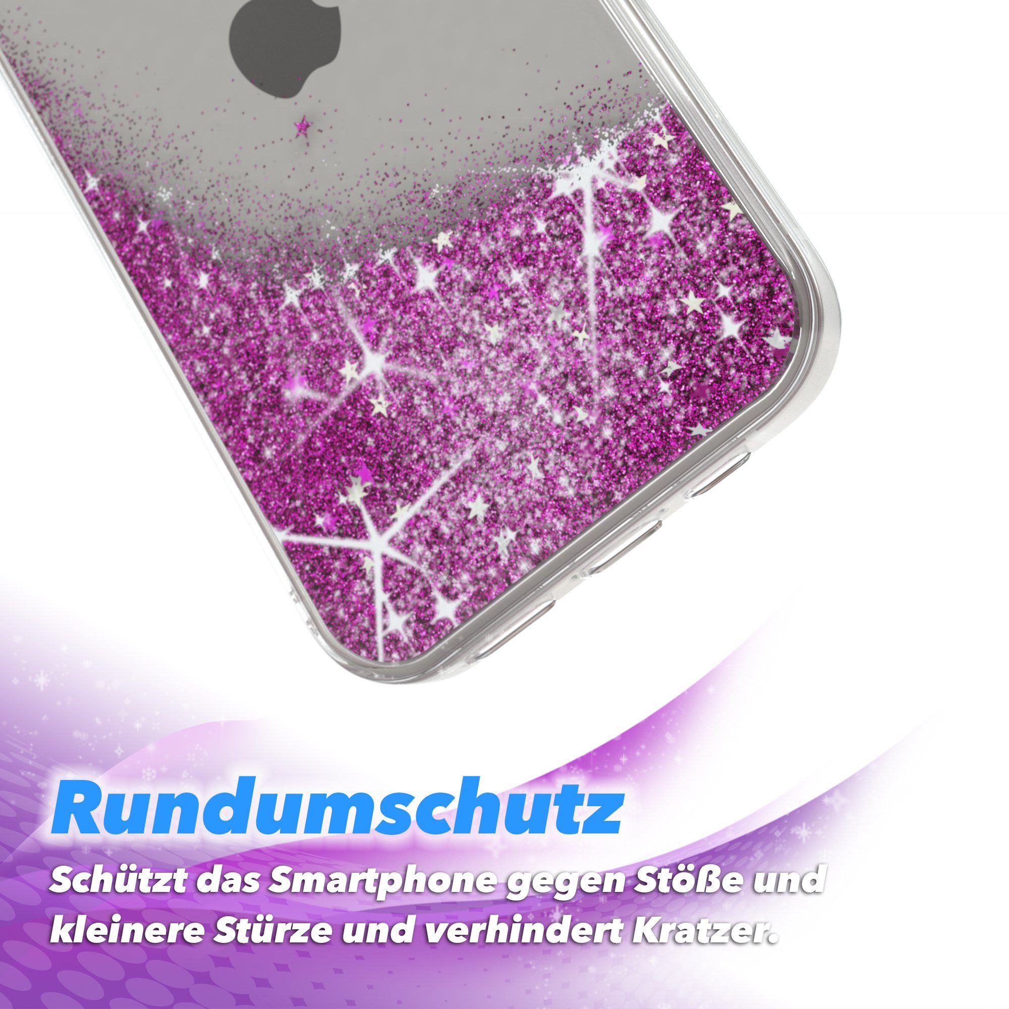 EAZY CASE Handyhülle Liquid Glittery Case für Apple iPhone 13 6,1 Zoll, Bumper Case Back Cover Glitter Glossy Handyhülle Etui Violett Lila – Bild 5 von 5