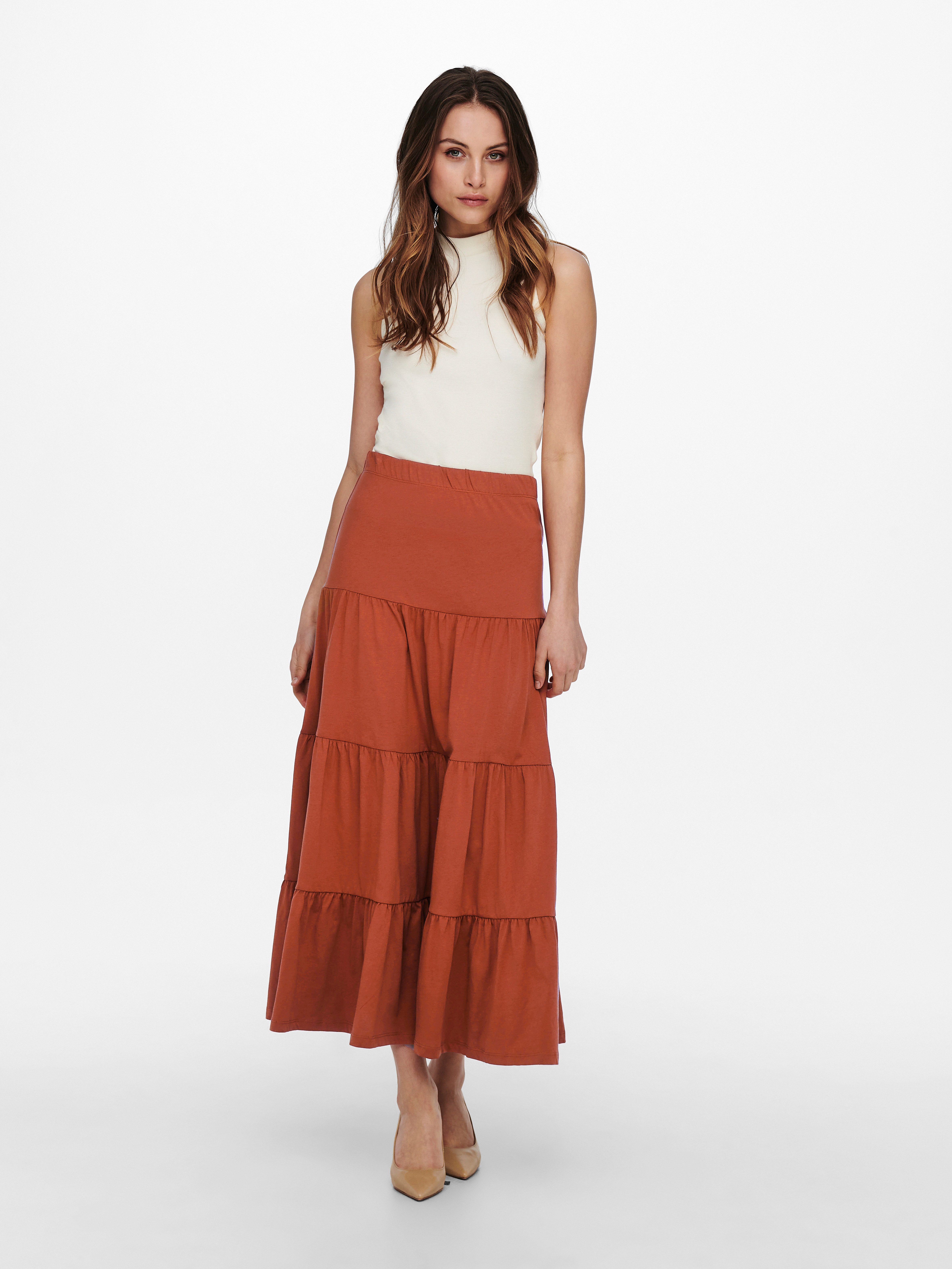 ONLY Maxirock ONLMAY MAXI SKIRT Baumwolle, mit Volant