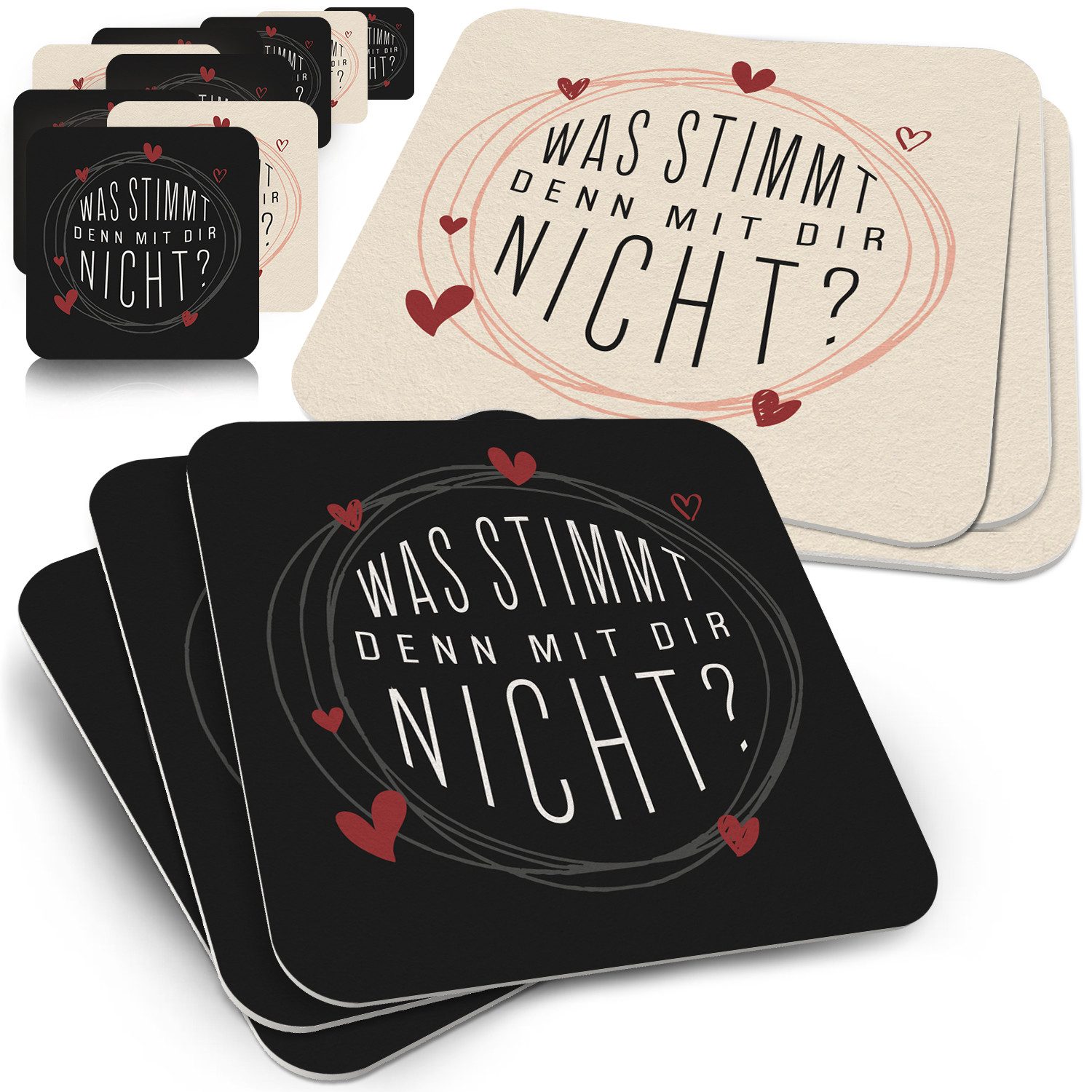 Bierdeckel "Was stimmt denn mit dir nicht?" - 50 Stück - Witziges Design