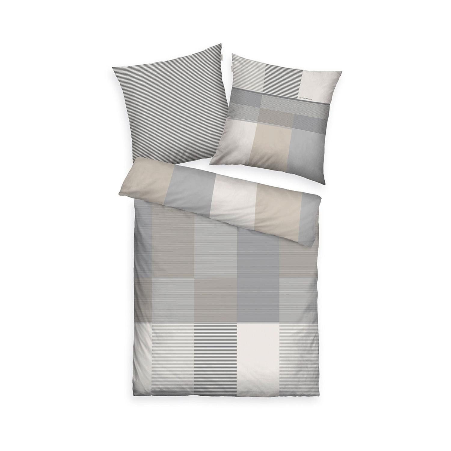 TOM TAILOR Bettwäsche Satin-Wende-Bettwäsche KARO, Grau, 135 x 200 cm, Baum günstig online kaufen