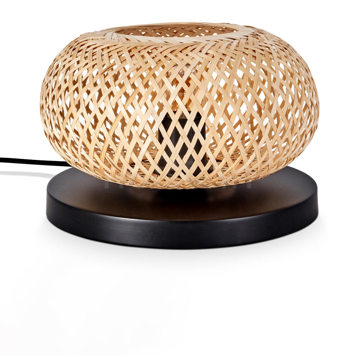 hofstein Tischleuchte Tischlampe aus Metall/Bambus in Schwarz/Natur, ohne L günstig online kaufen