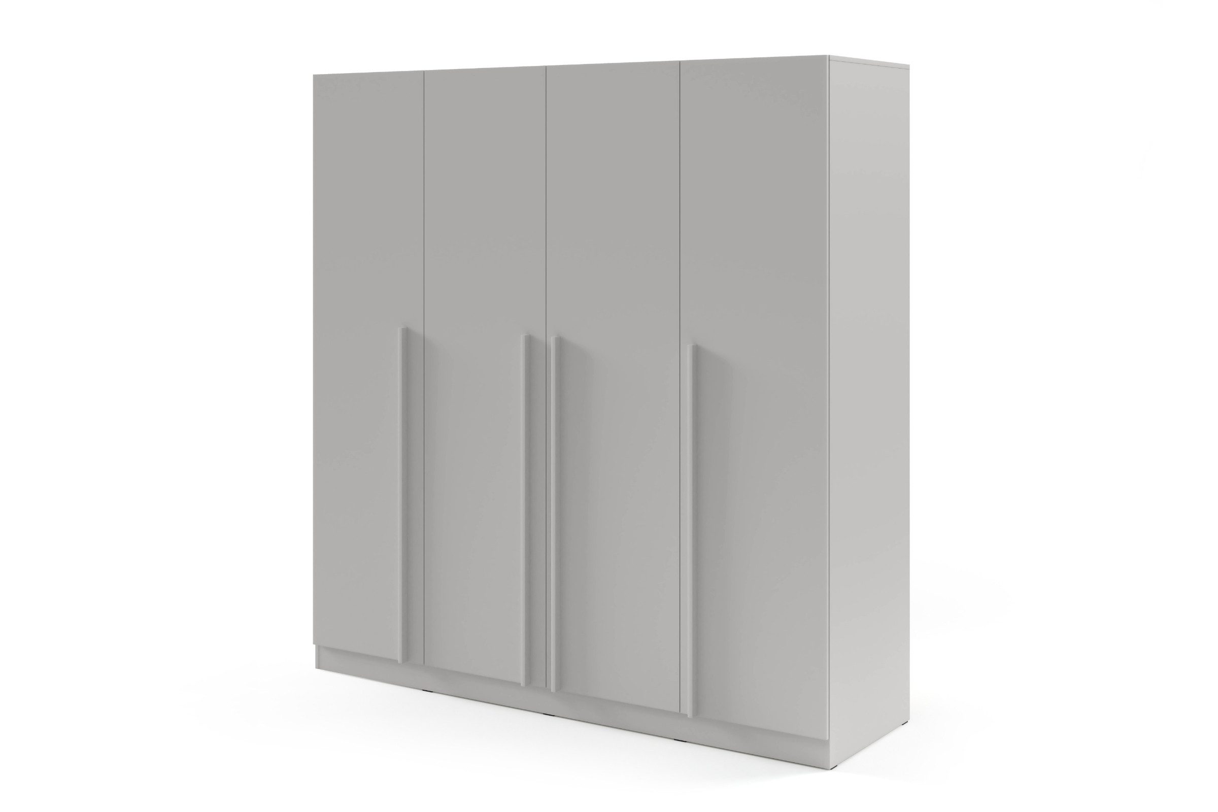 Deine Möbel 24 Kleiderschrank BRISSO BR1 200 cm 4-türig, Kaschmir matt, Eiche Cremona, Platingrau (ideal für Schalfzimmer & Ankleidezimmer, 1-St., Schubladen & Aufsatz optional) Kaschmir matt, Eiche Cremona, Platingrau