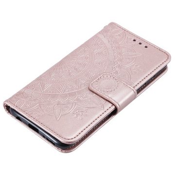 CoverKingz Handyhülle Hülle für Samsung Galaxy A20e Handyhülle Schutzhülle Flip Case 16,5 cm (6,5 Zoll), Klapphülle Schutzhülle mit Kartenfach Schutztasche Motiv Mandala