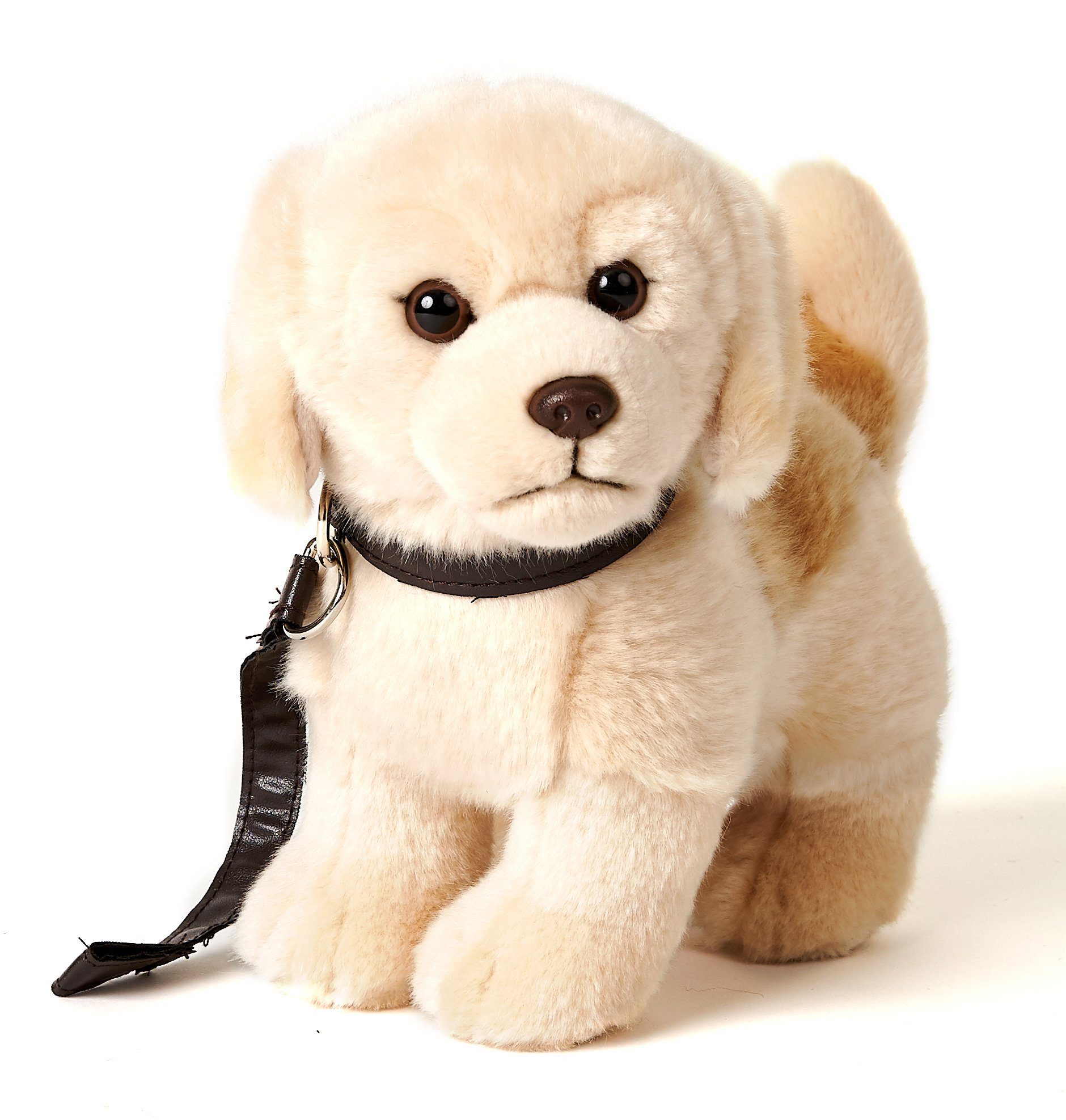 Uni-Toys Kuscheltier Golden mit recyceltes 29 cm % 100 stehend Plüsch-Hund, Leine, Retriever Füllmaterial Plüschtier, - zu 