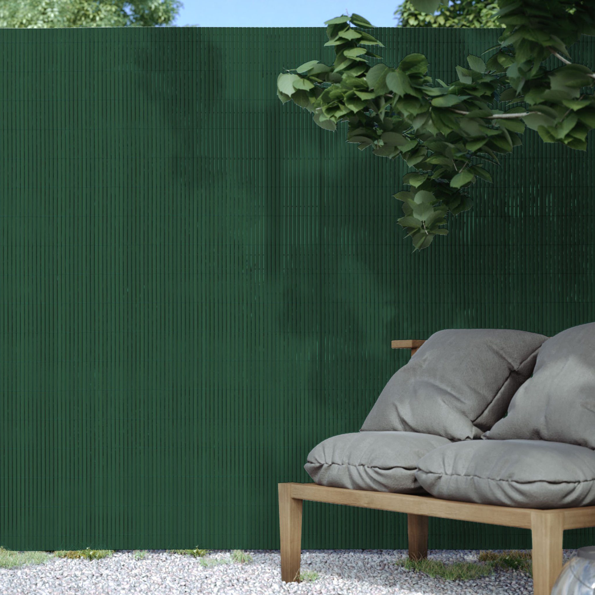 jarolift Sichtschutzzaunmatten Premium PVC Sichtschutzmatte, 100 x 300 cm, grün, luftdurchlässig, flexibel, recycelbar, verklebte Röhrchen