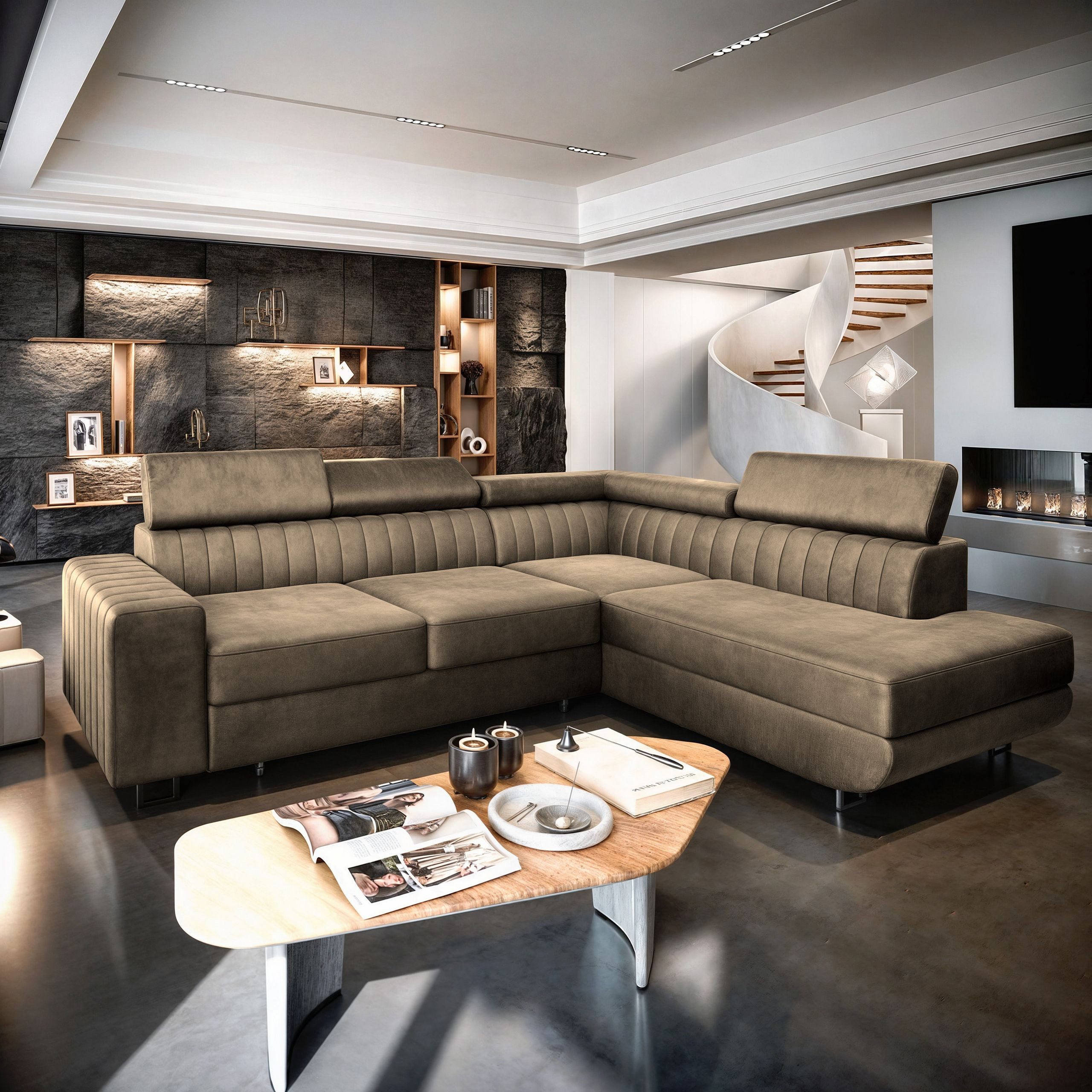 Masseno Ecksofa NOLA mit Schlaffunktion L-Form, Sofa mit Bettkasten günstig online kaufen