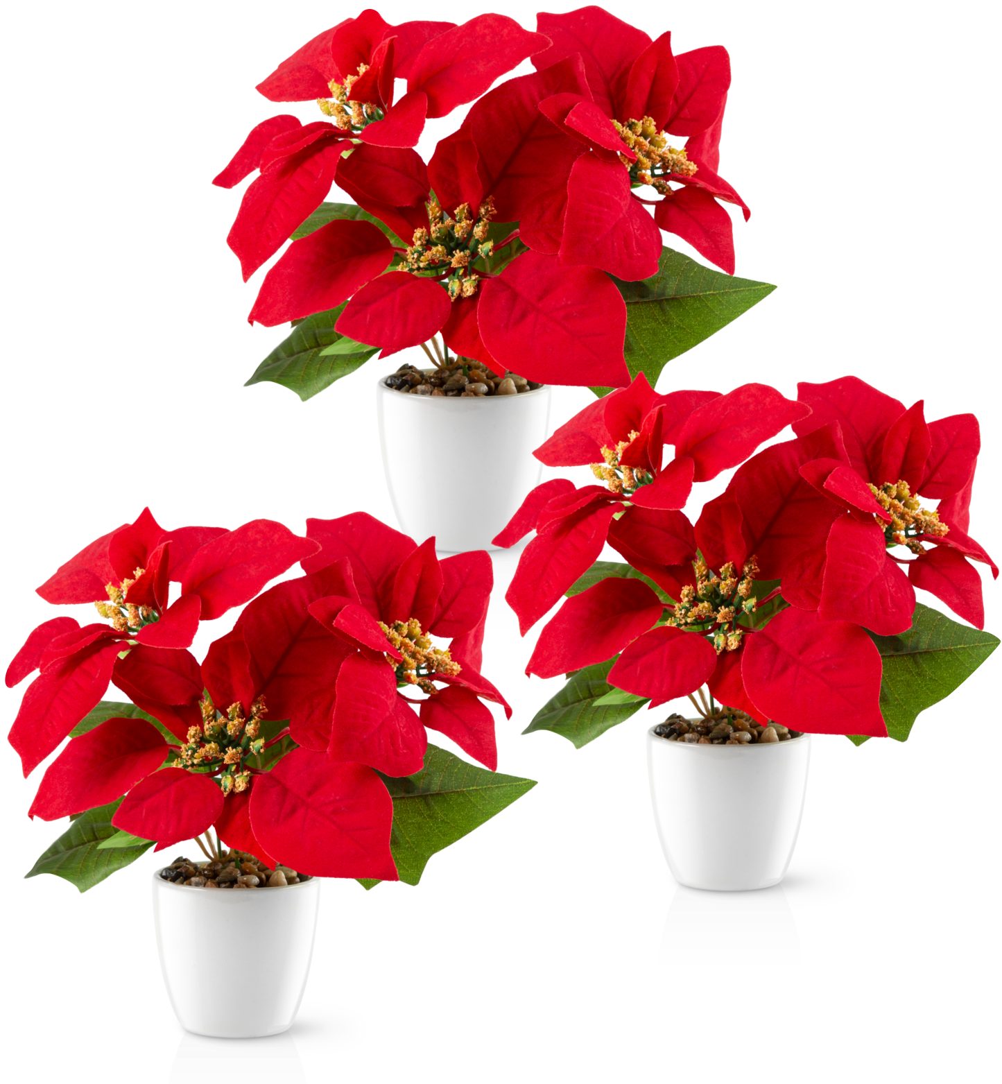 Winterliche Kunstpflanze Weihnachtsstern künstlich, Künstlicher Weihnachtsstern in Keramiktopf Weihnachtsblumen, PASCH, Hochglanz-Keramik