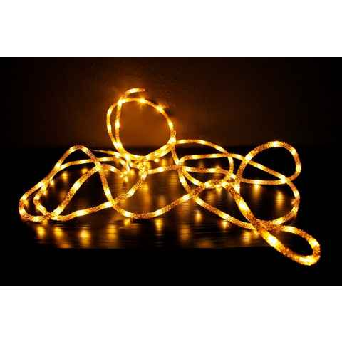 Arnusa LED-Lichterschlauch Leuchtschlauch Glitzer Gold 5 Meter warmweiß, 100-flammig