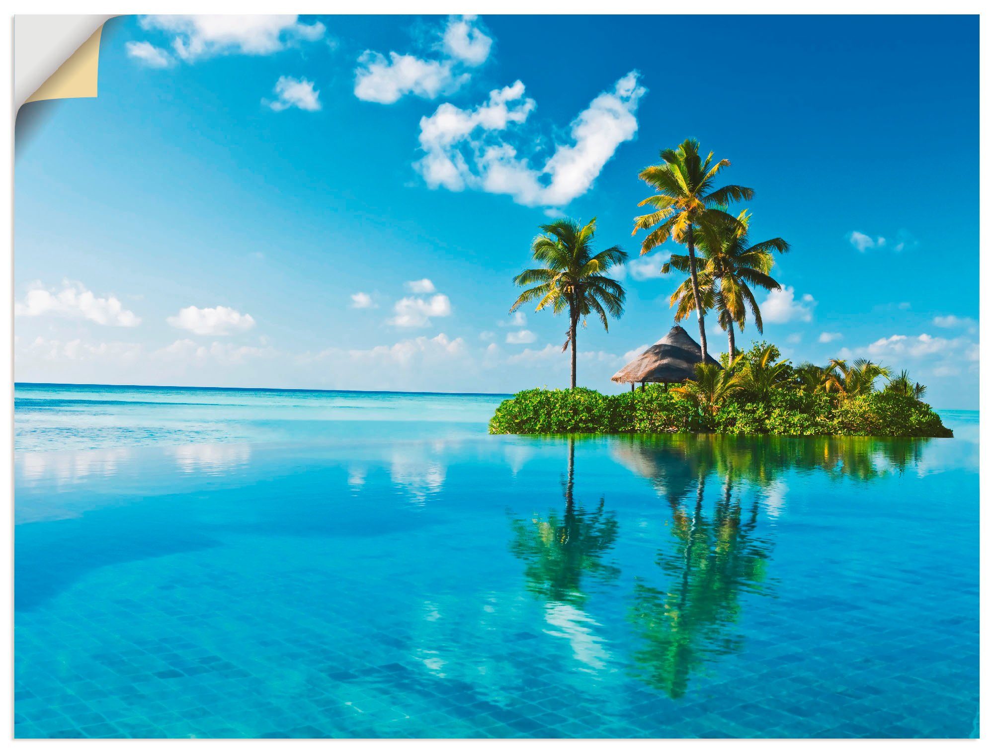 Artland Wandbild Tropisches Paradies - Insel Palmen Meer, Amerika (1 St), als Alubild, Leinwandbild, Wandaufkleber oder Poster in versch. Größen