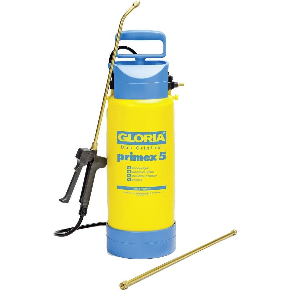 Gloria Drucksprühgerät Drucksprüher - 5 l Gartenspritze, Kompressoranschluss, Verlängerungsrohr
