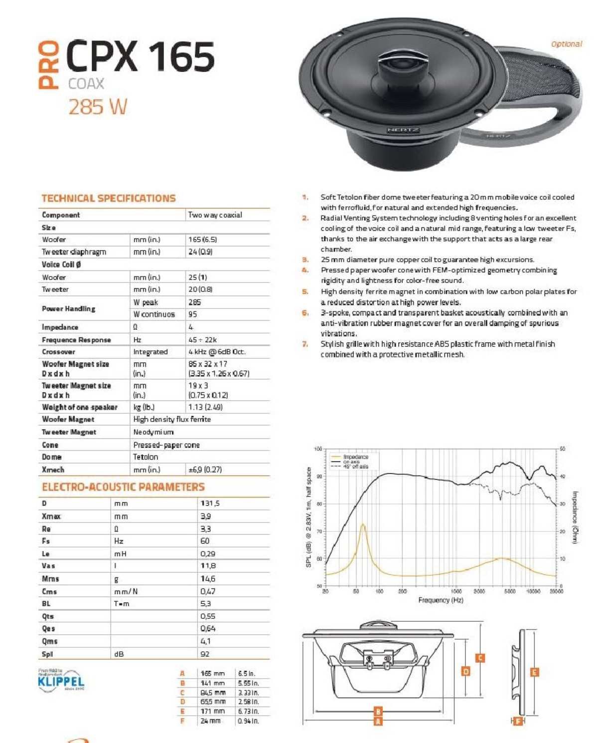 Hertz CPX 165 Pro Koax Auto-Lautsprecher (95 W)