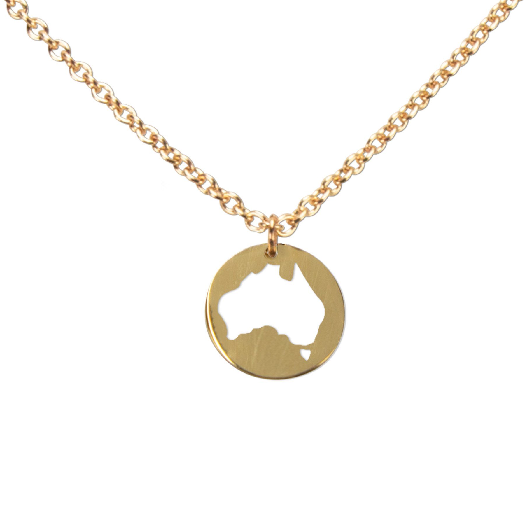 DAHEIM Kette mit Anhänger Halskette Australien (vergoldet), - filigrane Kette Down Under für Damen und Frauen, Heimat-Schmuck Aust