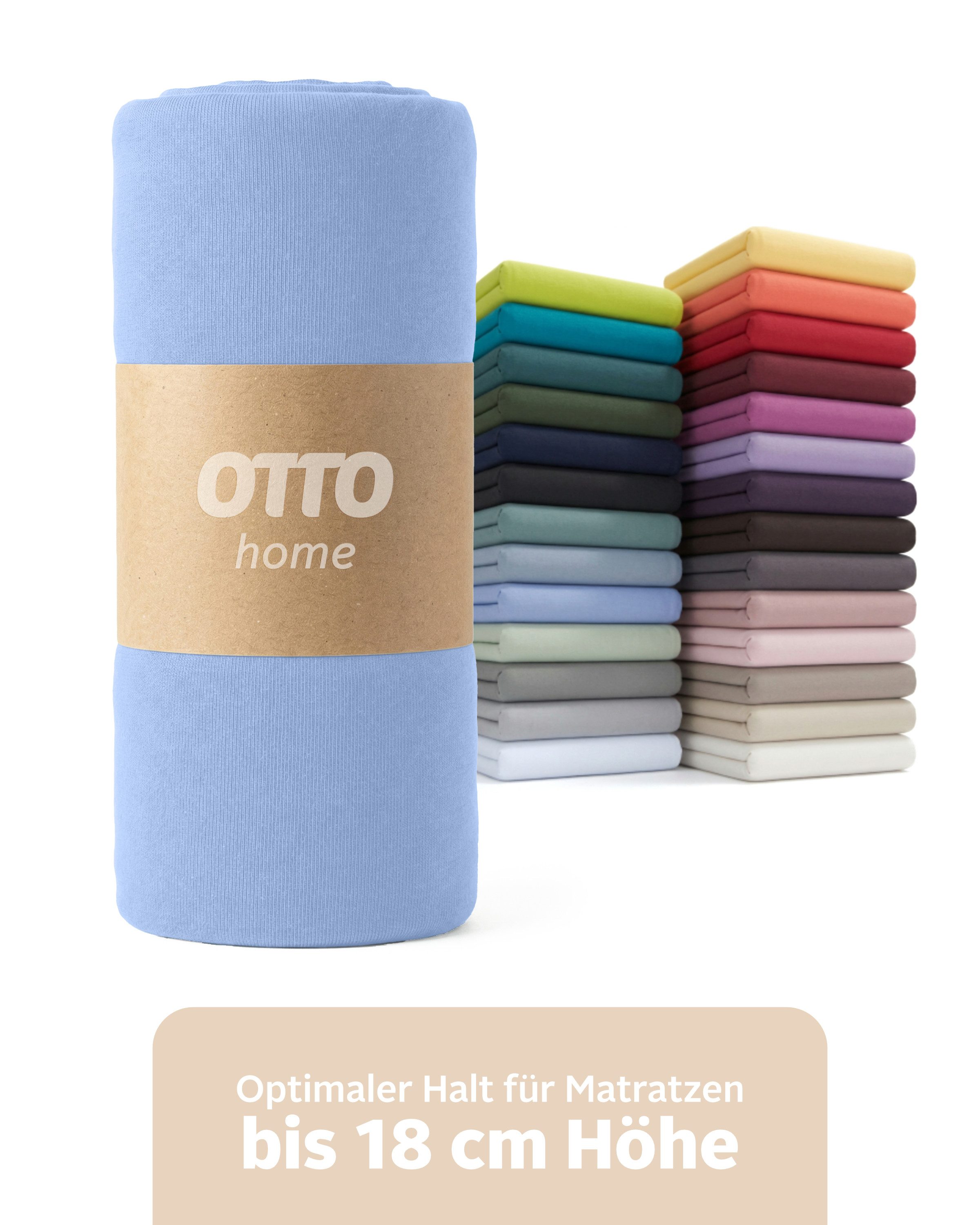 OTTO home Spannbettlaken Physalis Basic und PREMIUM Qualität, 100% Baumwolle, Jersey und Biber, Jersey (110 g/m), Gummizug: rundum, (1 Stück), Bettlaken für Matratzen bis 18 cm Höhe, Spannbetttuch, Laken