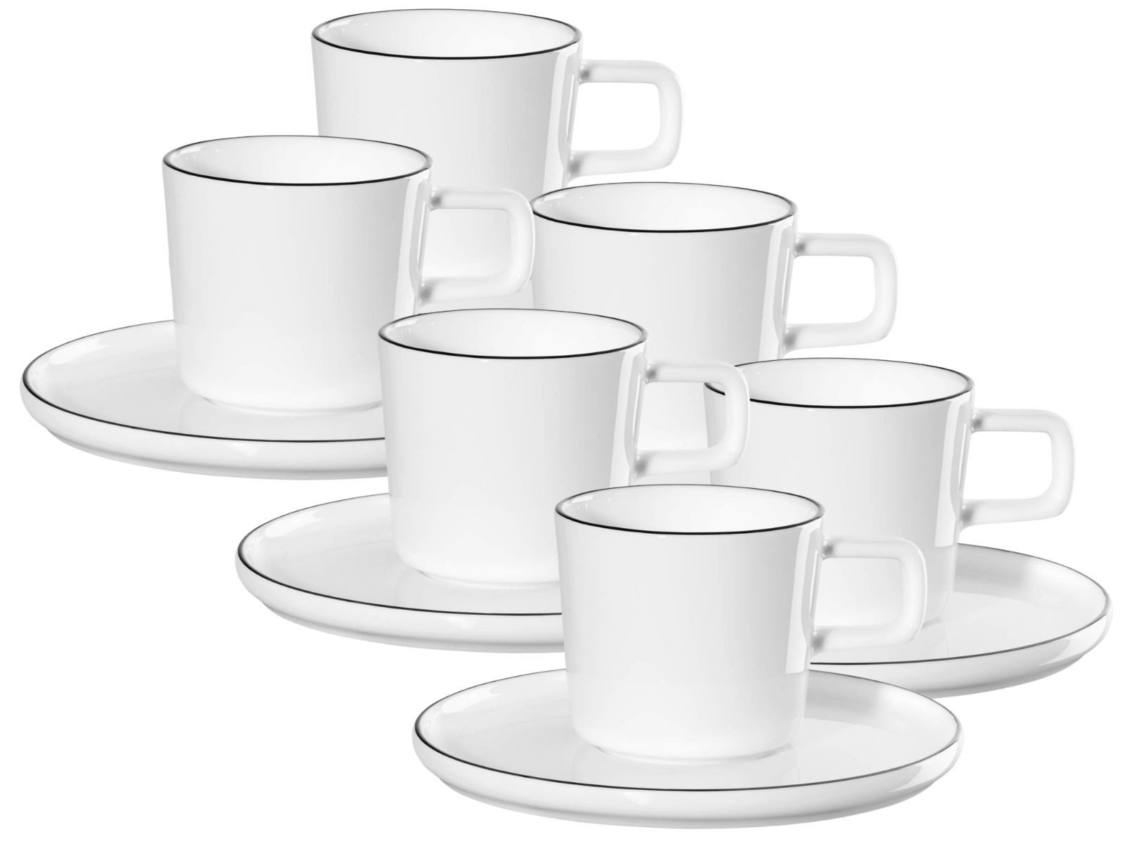ASA SELECTION Geschirr-Set Selection à table oco ligne noire Espressotasse m U. 0,08l Set6, Fine Bone China