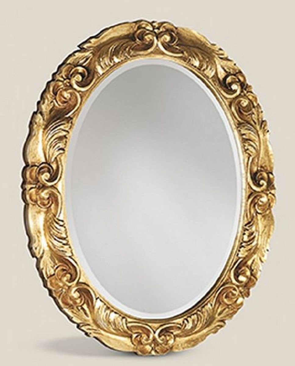 Casa Padrino Barockspiegel Luxus Barock Wandspiegel Ovaler Qualität Gold Massivholz Möbel - Italy im Barock Made - - - Luxus Spiegel in Barockstil