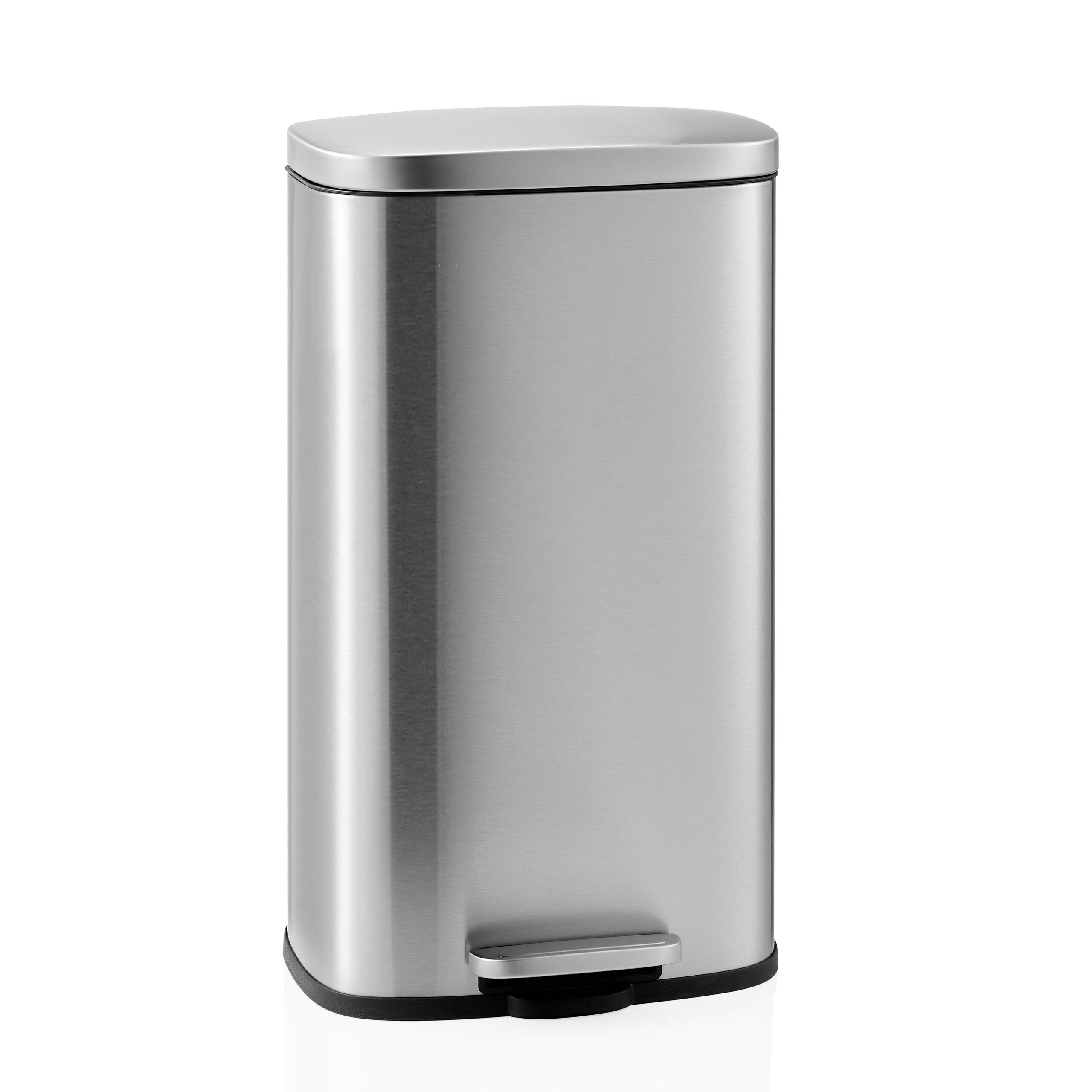 hjh OFFICE Mülleimer Mülleimer Clean 15 Edelstahl, Kunststoff, Treteimer 30 Liter mit Softclose, Abfalleimer Küche mit Deckel 30l