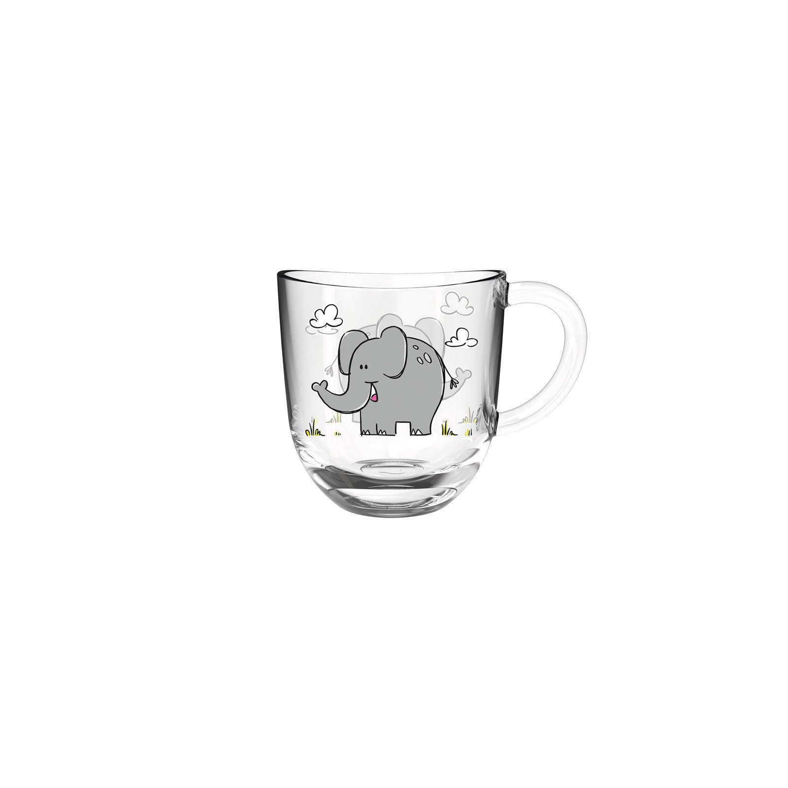 LEONARDO Kinderbecher Bambini Kindertasse 280 ml, Glas Elefant