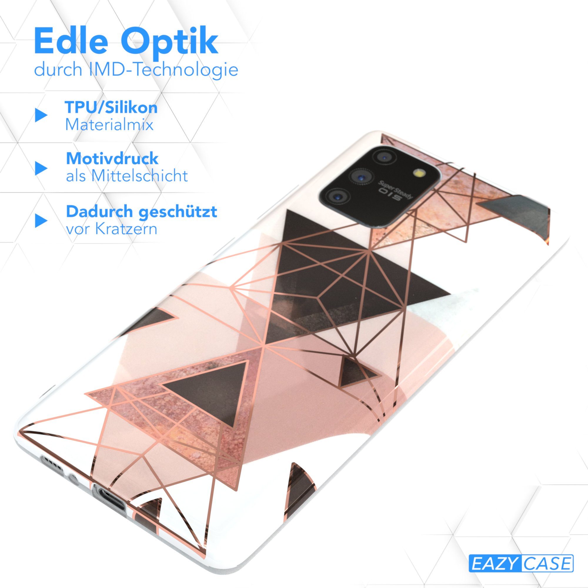 EAZY CASE Handyhülle IMD Motiv Cover für Samsung Galaxy S10 Lite 6,7 Zoll, Hülle mit Kameraschutz Slimcover Display Bumper Geometrie Rosa Braun