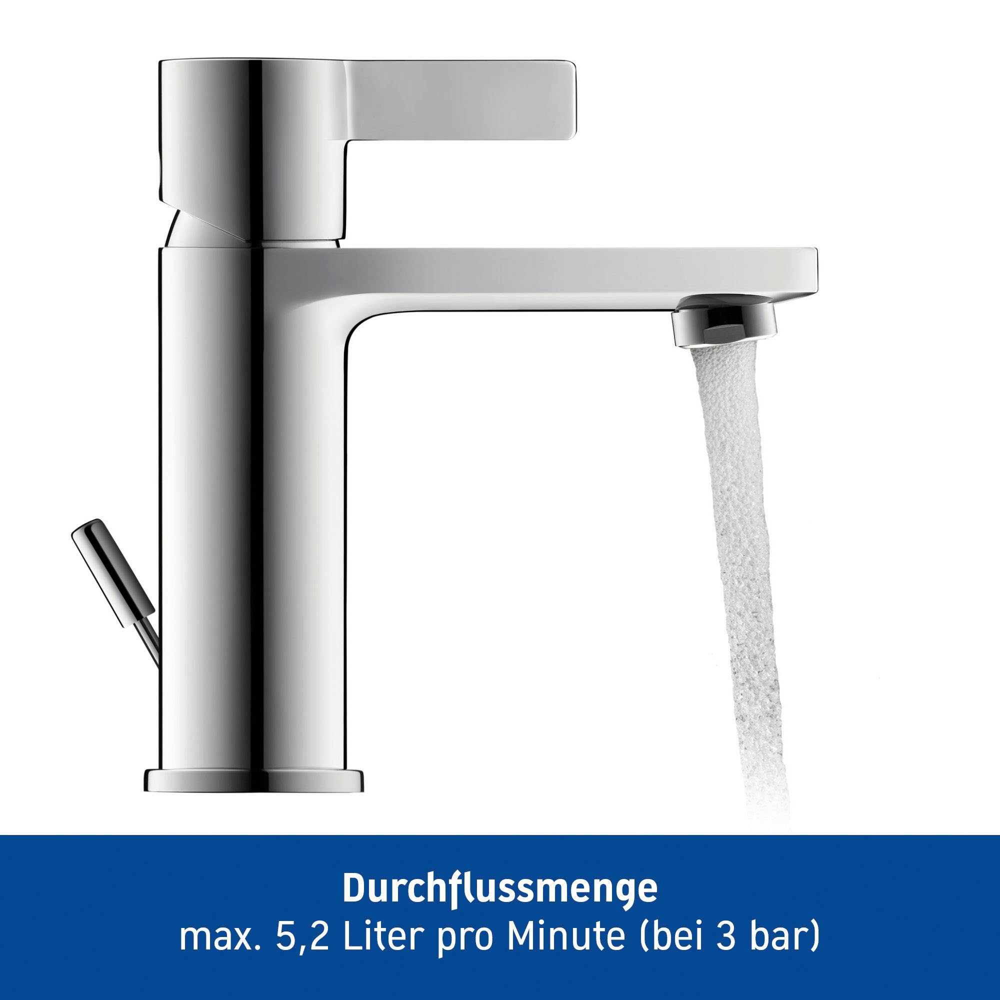 Waschtischarmatur FreshStart, mit AquaControl D-Neo Ausladung AirPlus, Duravit Größe und S, Waschtischmischer, cm, Zugstangen-Ablaufgarnitur Chrom 9,4 mit