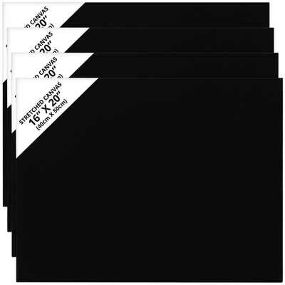 Belle Vous Leinwand 4er Pack schwarze Leinwände 40x50 cm - Große vorgespannte Leinwand, 4 Stück schwarze Leinwände 40x50 cm - Vorgespannte große Leinwand