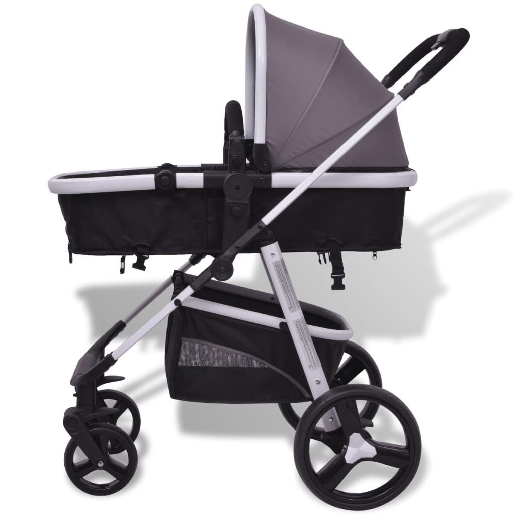 Kinder-Buggy vidaXL | Grau Schwarz Grau Grau 3-in-1 Aluminium Kinderwagen und