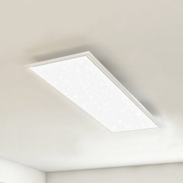 Briloner Leuchten LED Panel 7308-016, Sternenhimmel, CCT Farbtemperatursteuerung, Fernbedienung, dimmbar, ultraflach, Speicherfunktion, LED fest verbaut, Kaltweiß, Neutralweiß, Tageslichtweiß, Warmweiß, Deckenlampe, 100x25x6,5cm, Weiß, 24W, Wohnzimmer, Schlafzimmer, Küche