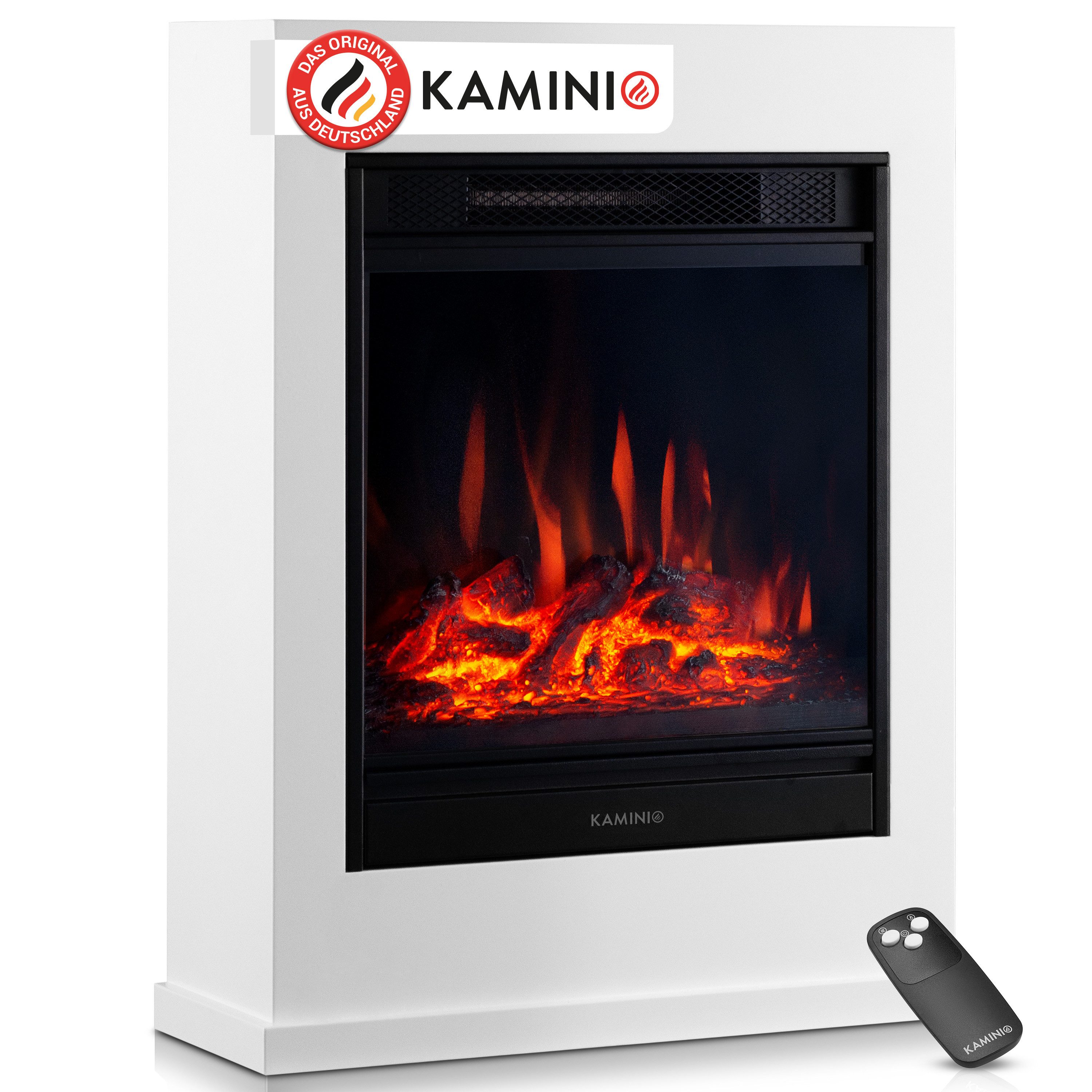 KAMINIO Elektrokamin KALLE, Elektrischer Kamin mit 3D-Flammeneffekt, Heizung 1800W
