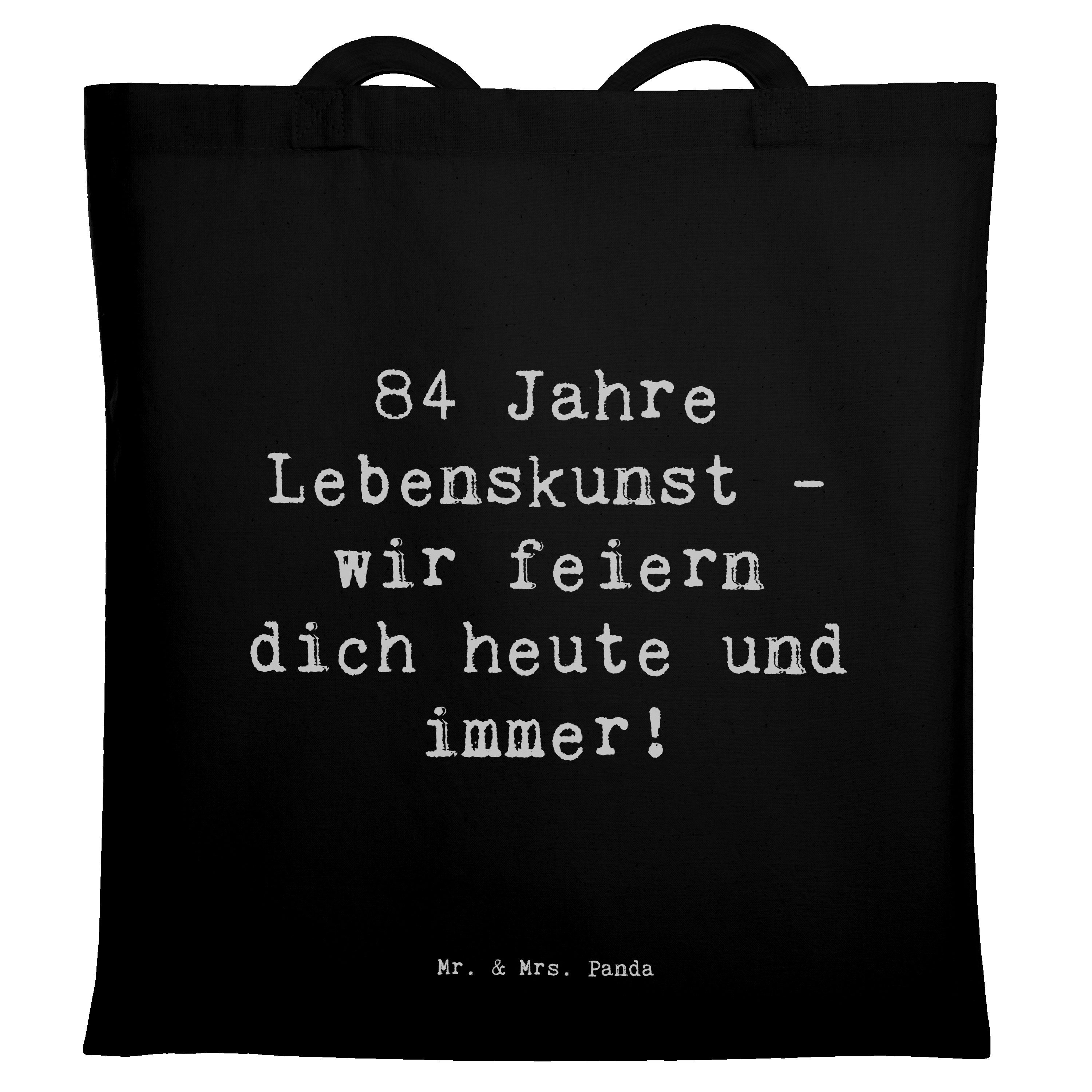 Tragetasche Spruch 84. Geburtstag Lebenskunst - Schwarz - Geschenk, 84 Jahre, Hap
