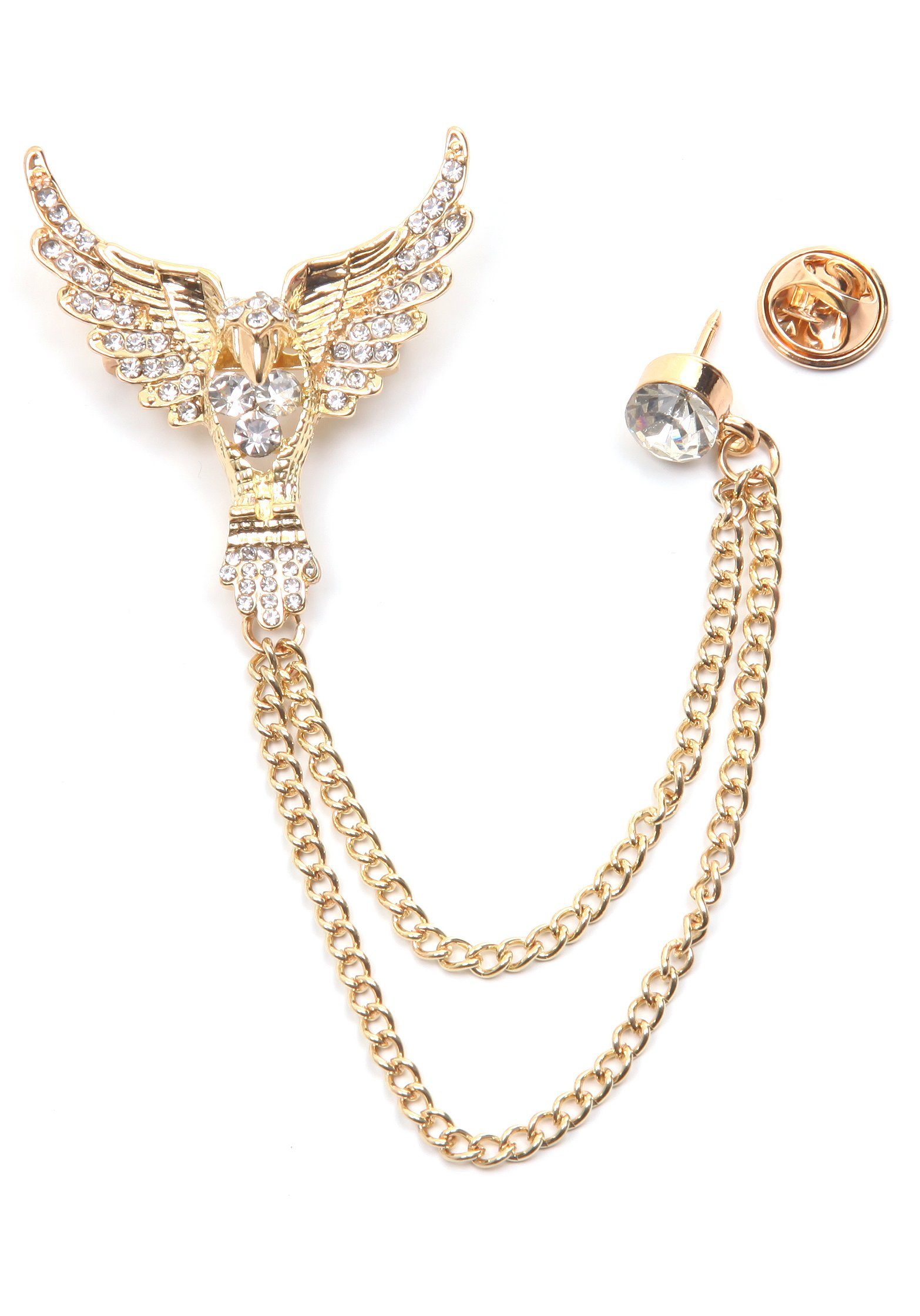 Brosche Schmuck Geschenk Ansteckschmuck Gliederkette Flügel glitzernd