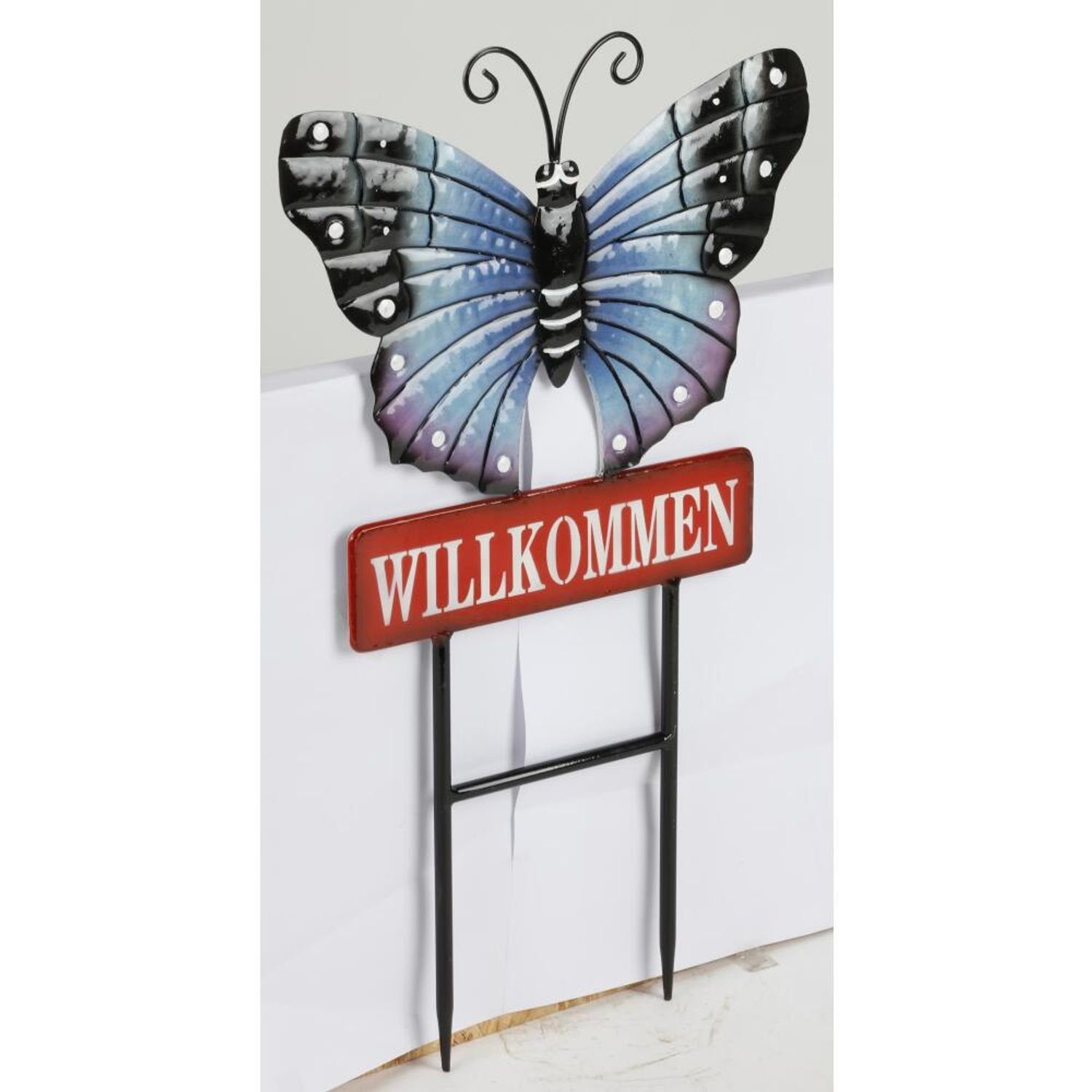 BURI Gartenstecker 12x Gartenstecker Schmetterling Metall Dekoration Erdspieß Figur Rasen
