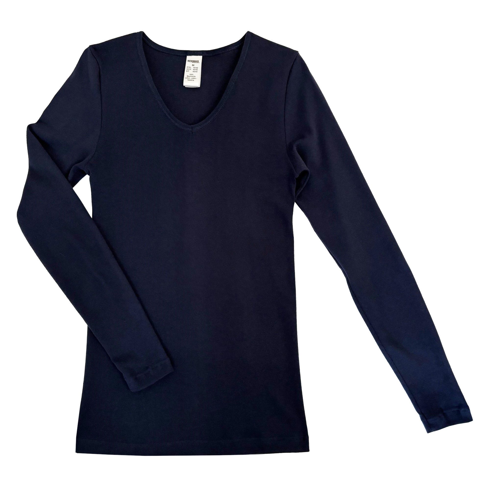 HERMKO Unterziehshirt 13680 Damen langarm Unterhemd mit V-Ausschnitt longsl günstig online kaufen