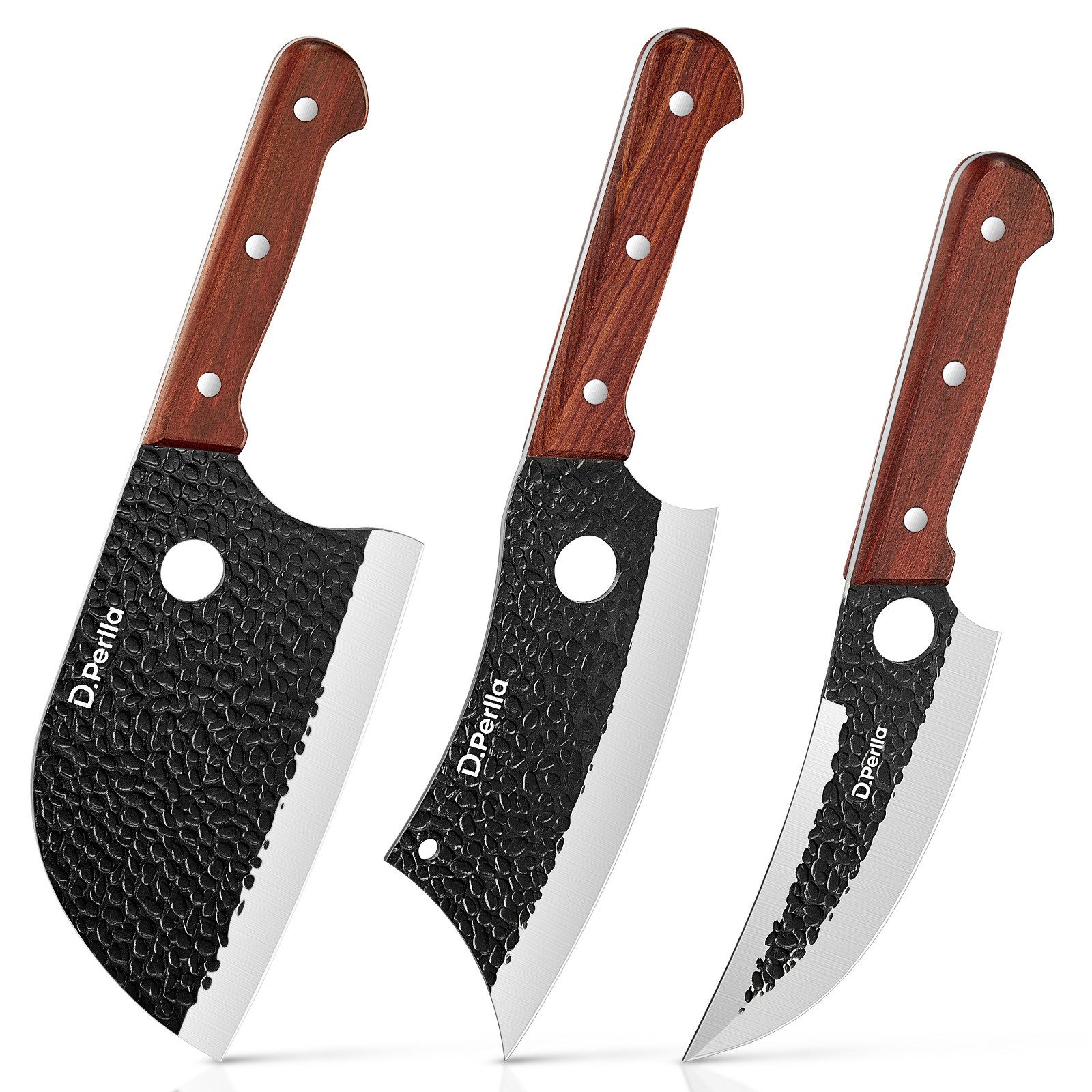 D.Perlla Messer-Set Metzgermesserset, 3-teiliges Kochmesserset (Set, 3-tlg)