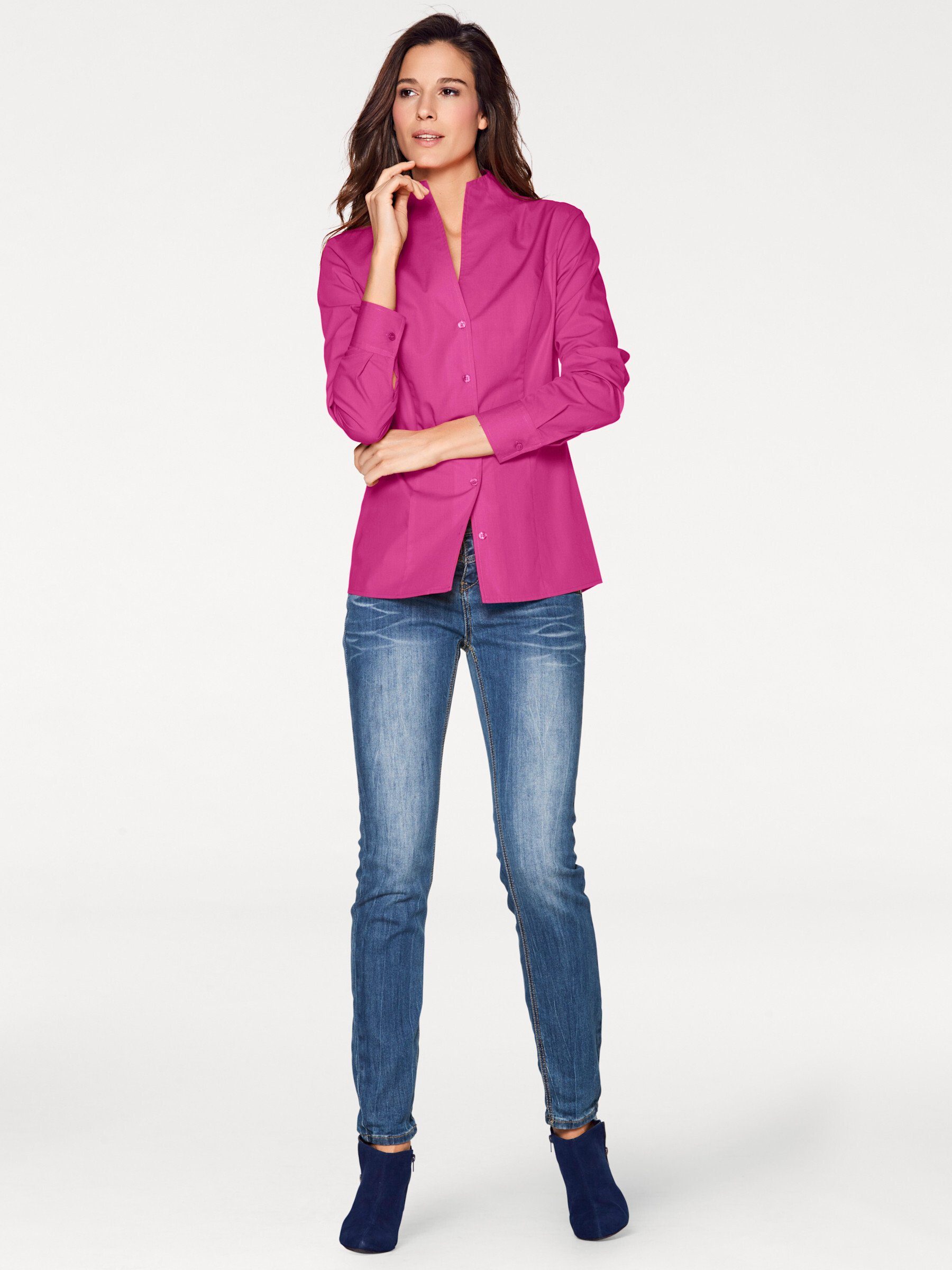 Klassische Bluse Stehkragen-Bluse